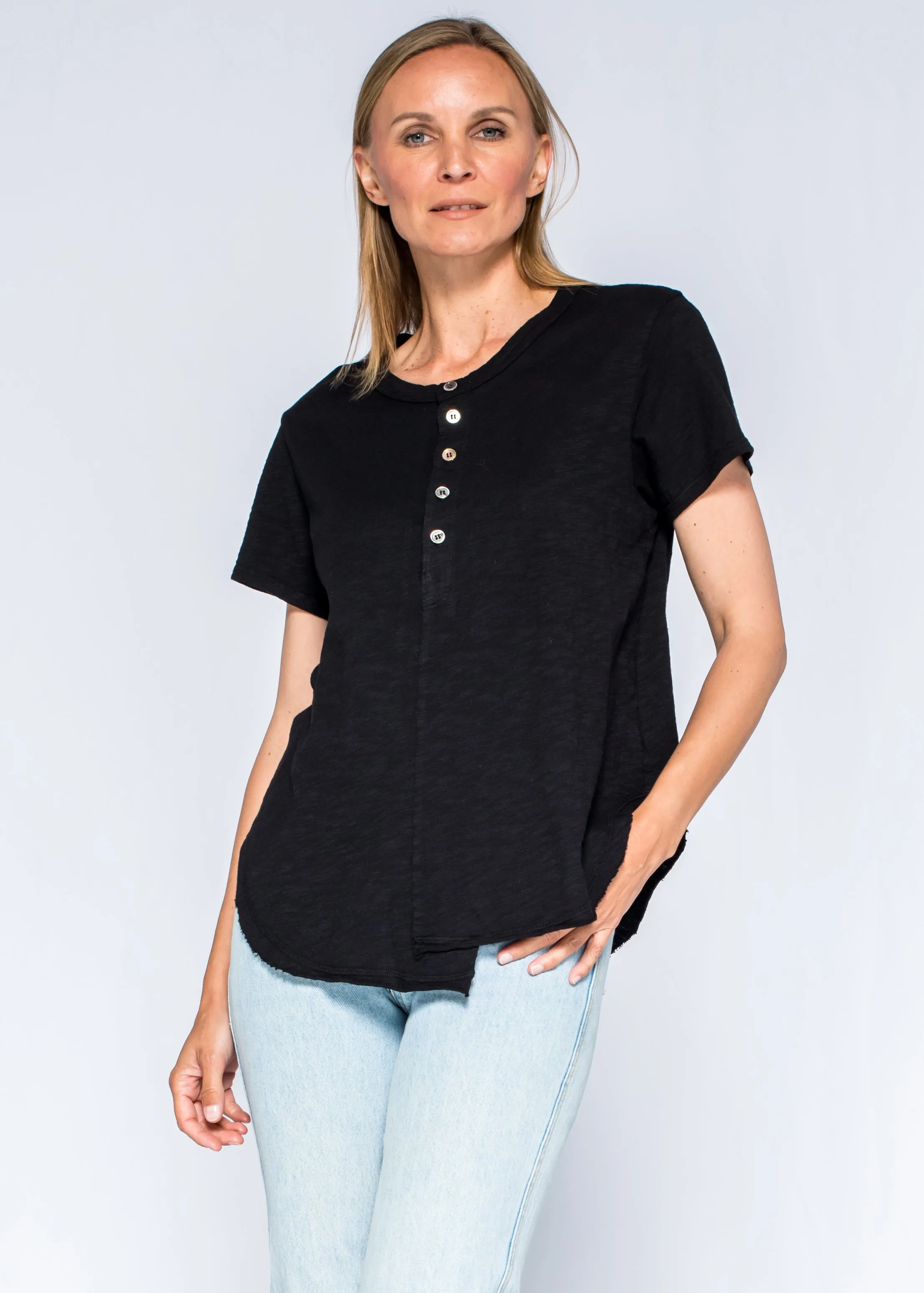 Shifted Shrunken Henley Short Sleeve Tee Machine Fit MoistureWicking Technology
