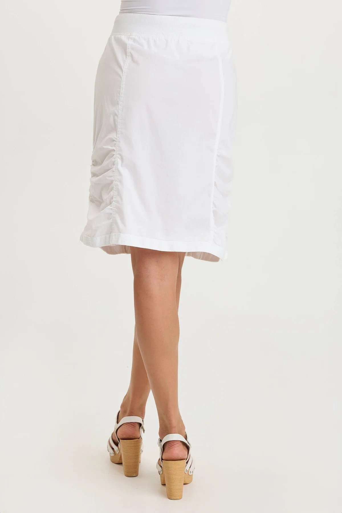Tozie Poplin Ruched Panel Drawstring Mini Skirt Leader Core New Day