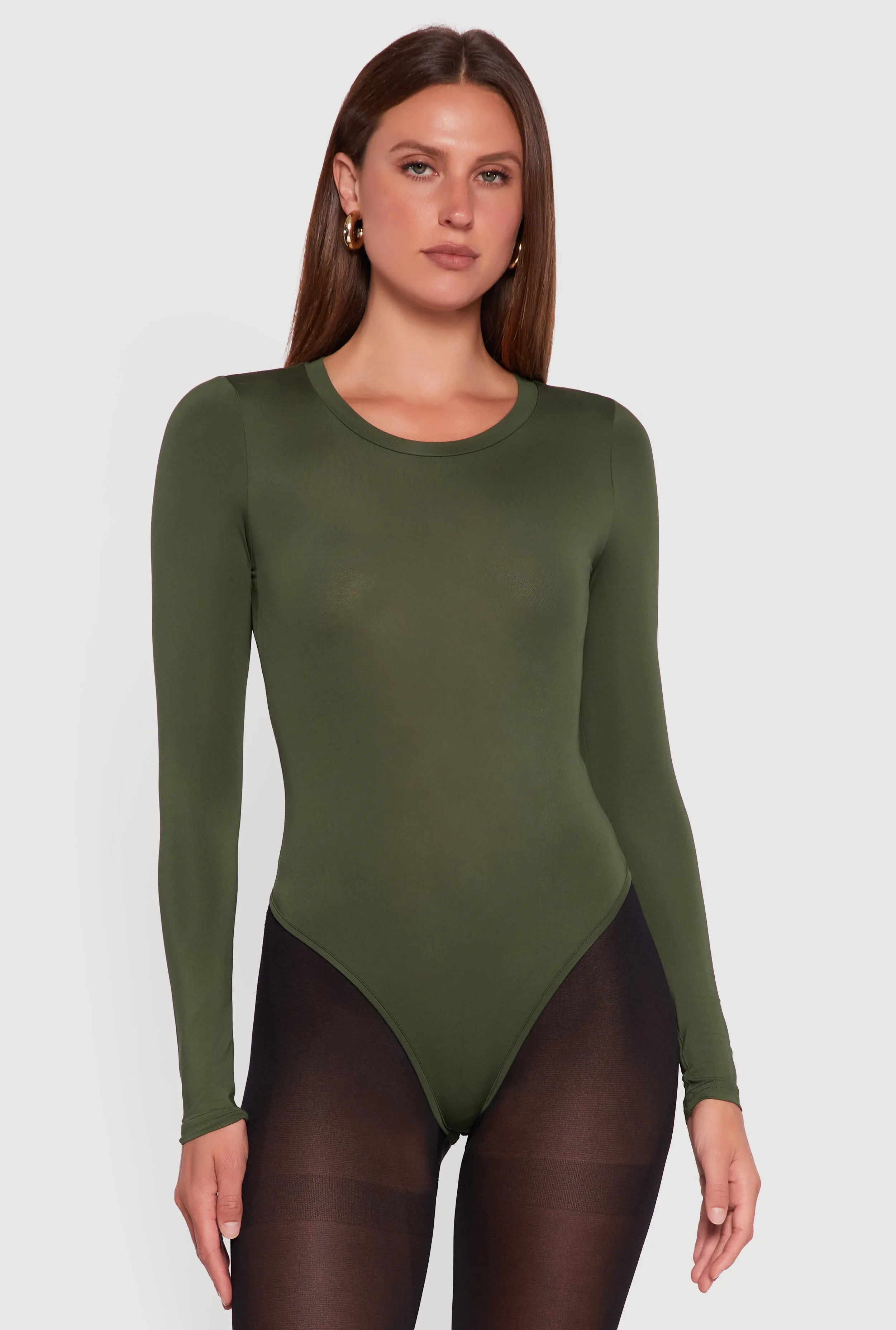 Fresh Resort Unique Singer Basic Curve Hugging Long Sleeve Crew Neck Bodysuit