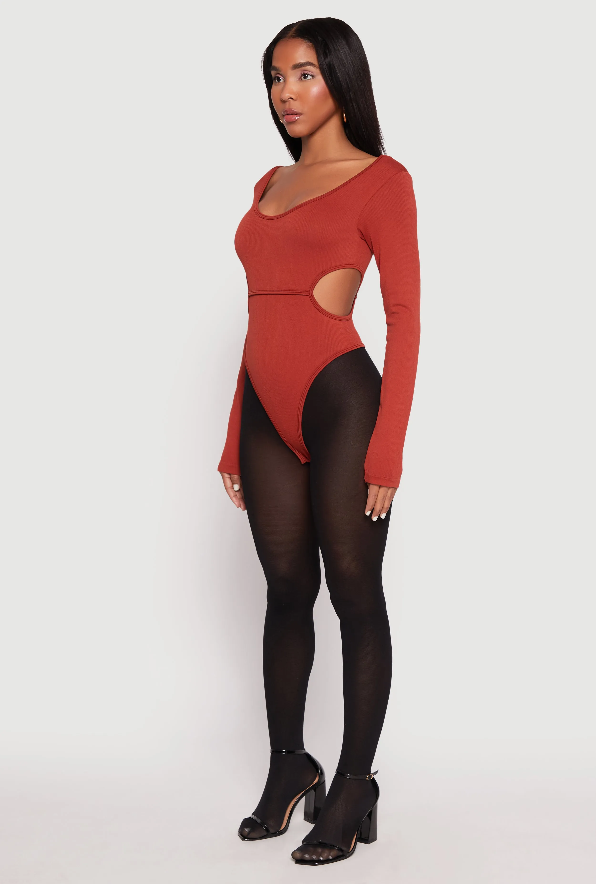 Home Friends Solid Cut Out Detail Long Sleeve Bodysuit