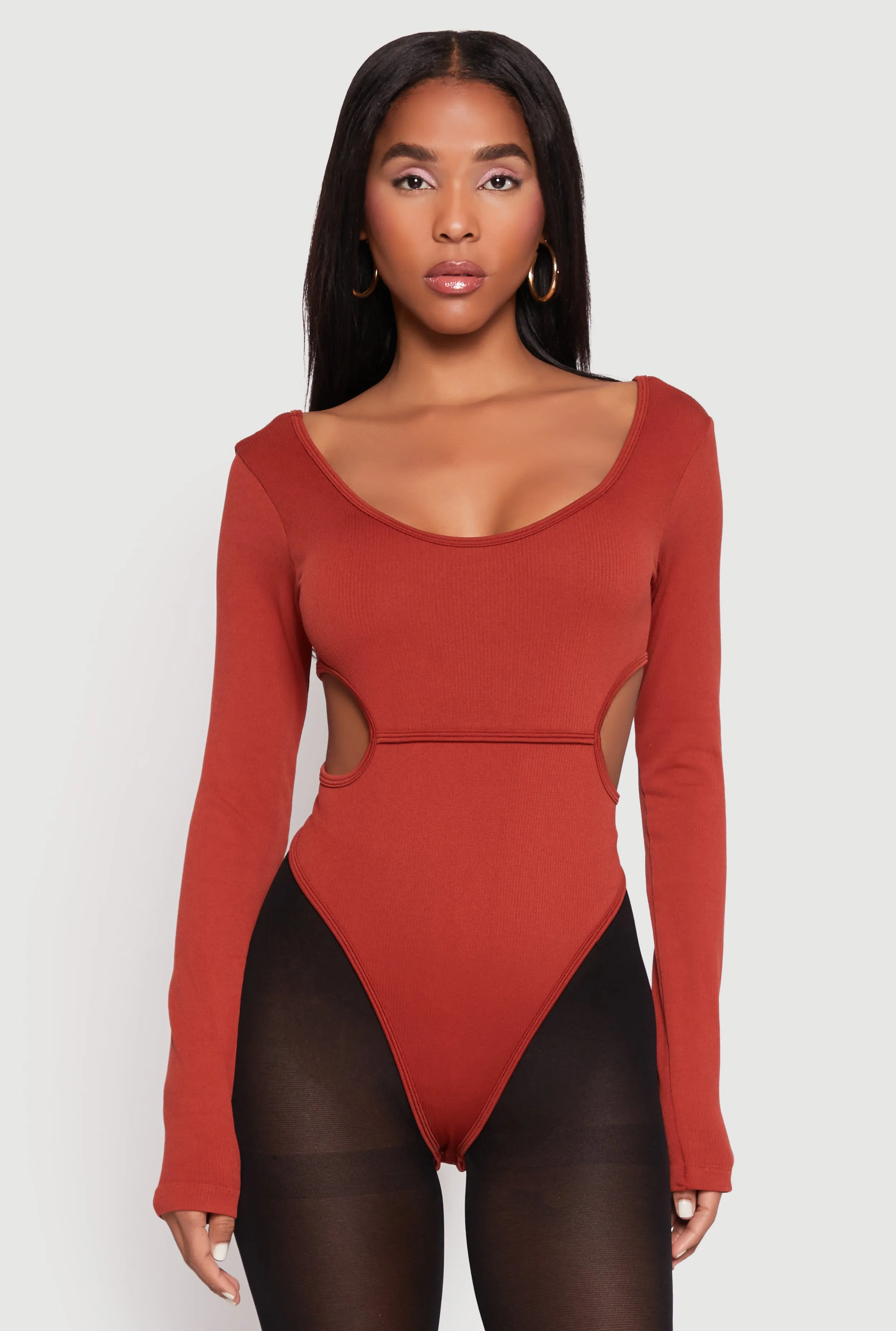 Wedding Youth Elegant Casual Solid Cut Out Detail Long Sleeve Bodysuit