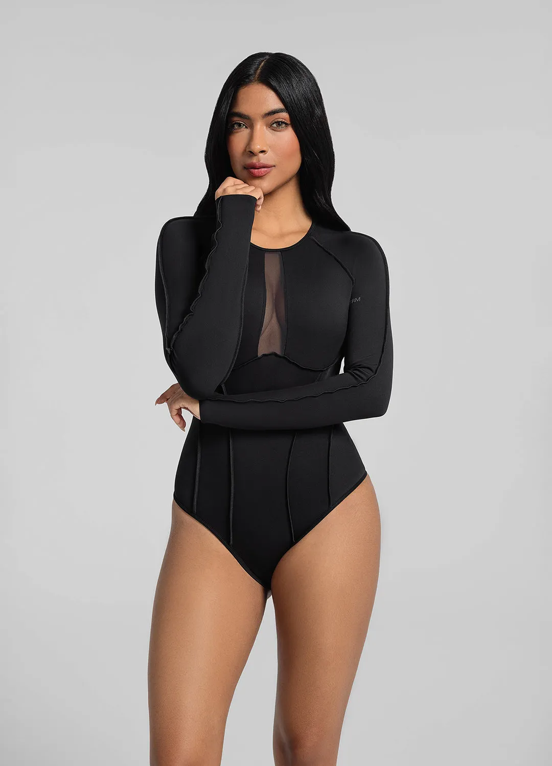 Beach Dynamic Lightweight Trendy V-Panel Mesh Bodysuit