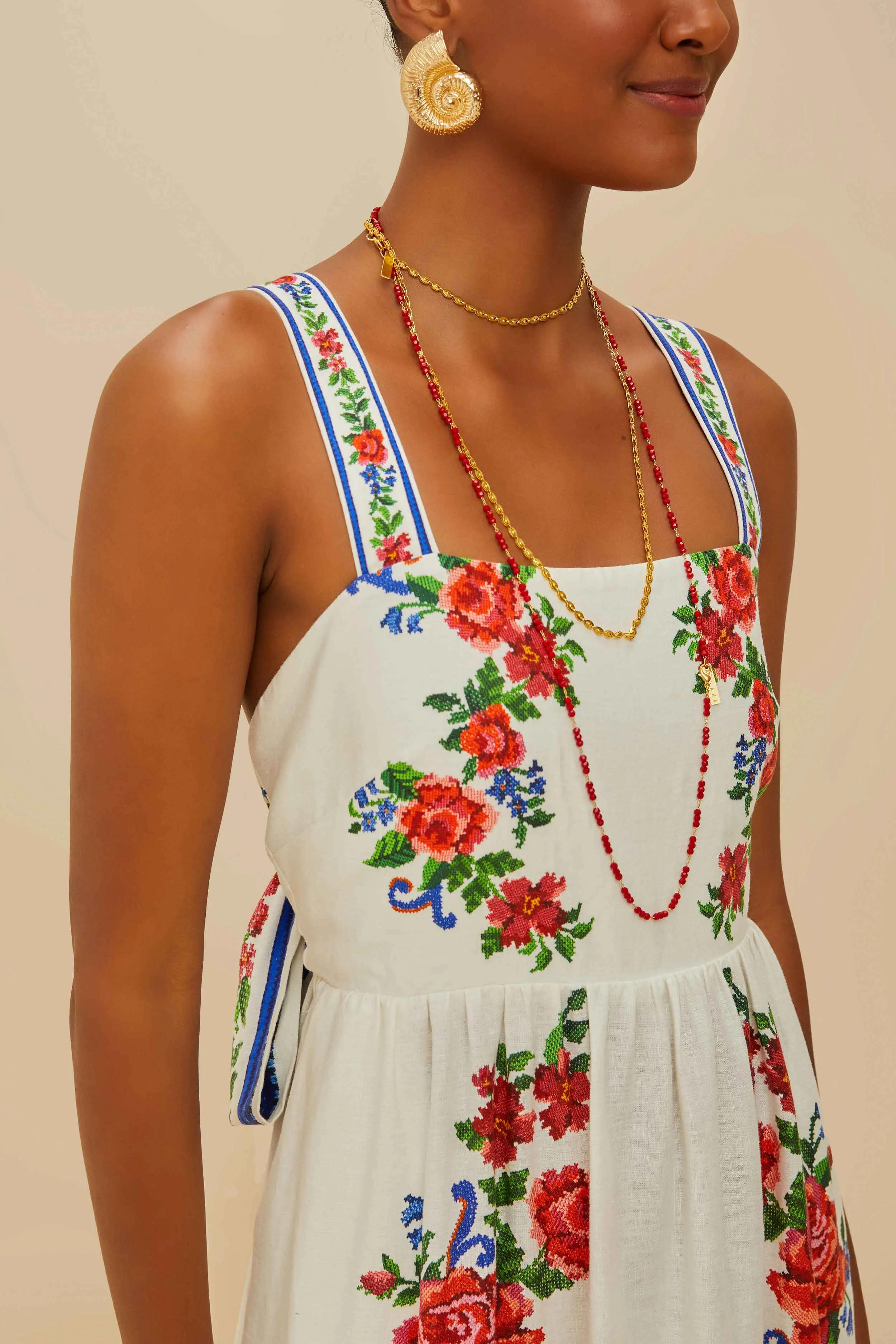 Off-White Flower Tapestry LENZING? ECOVERO? Euroflax? Maxi Dress Timeless Glow