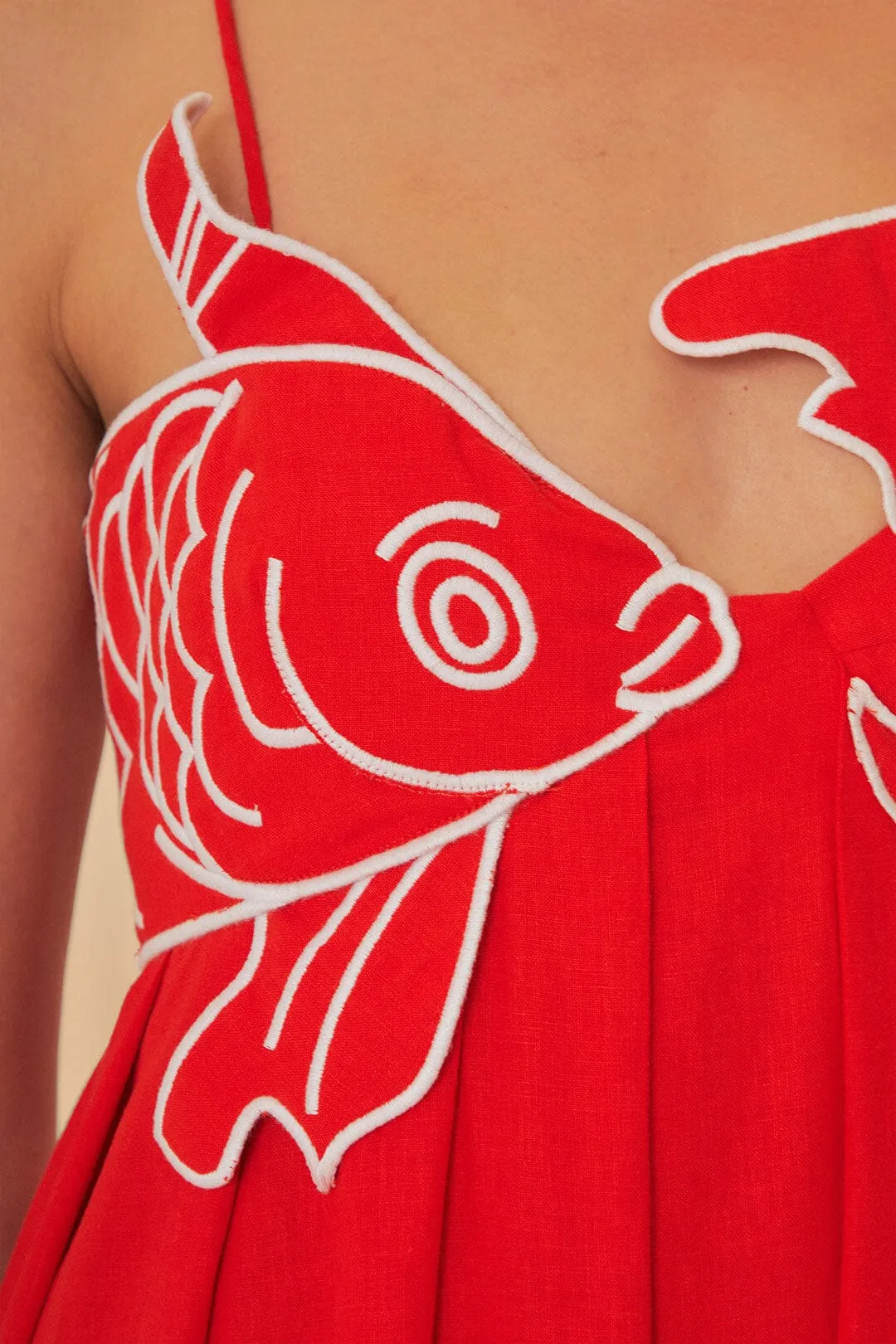 Red Fish Top Maxi Dress Chiffon Glow Comfortable evening wear