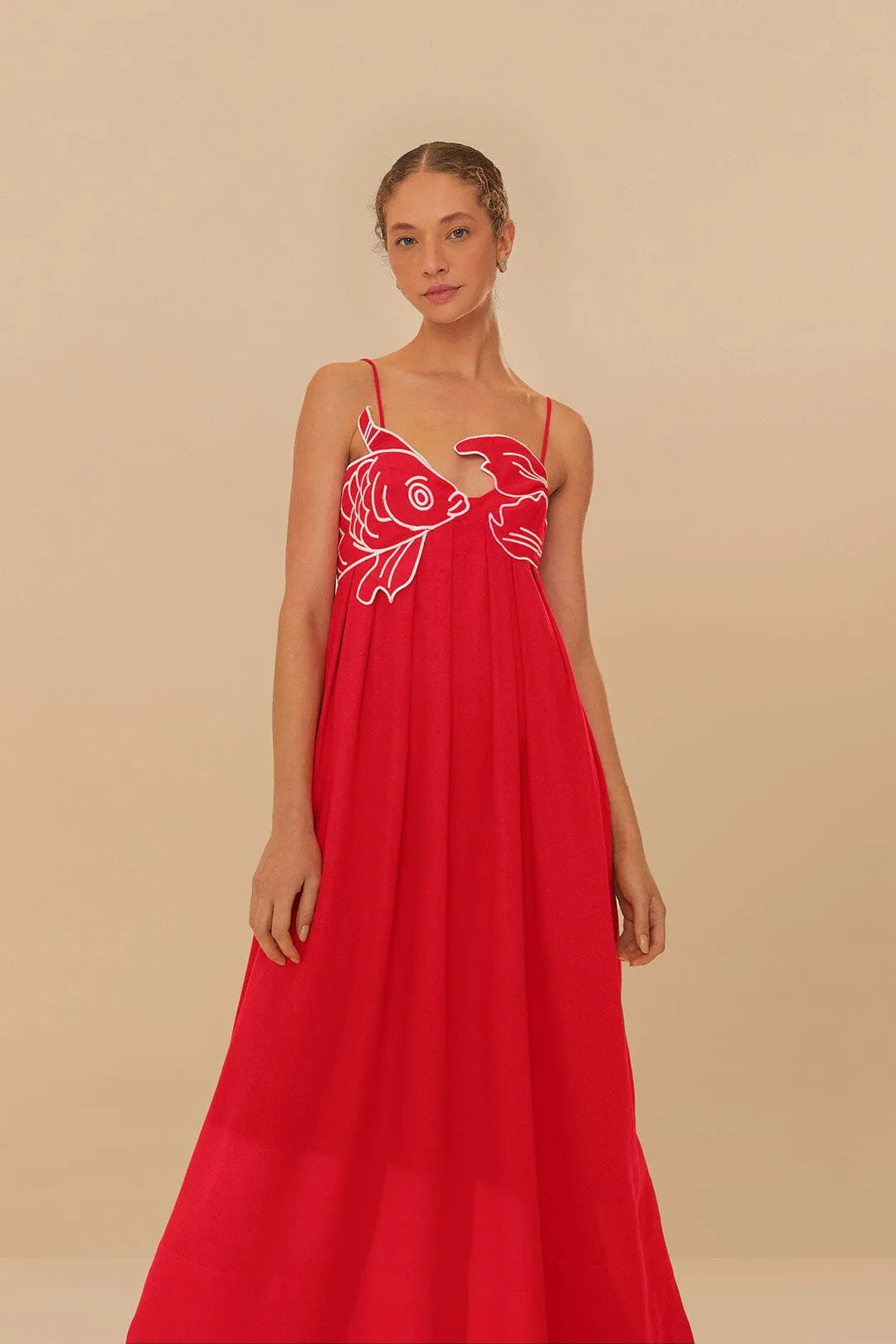 Ombre Shade Tree Arch Red Fish Top Maxi Dress