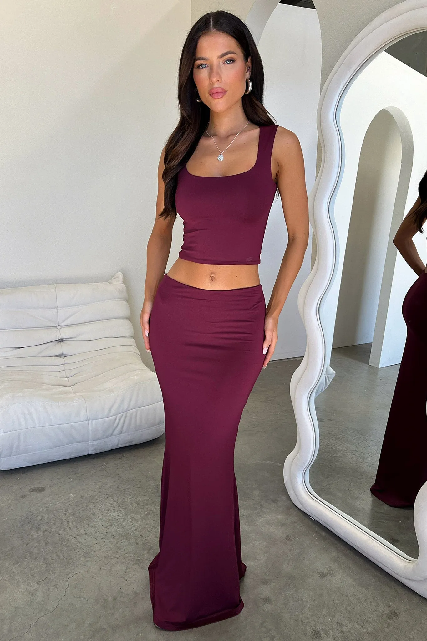 Innovative Fabric Must Have Feature Clementine Maxi Skirt - Wine