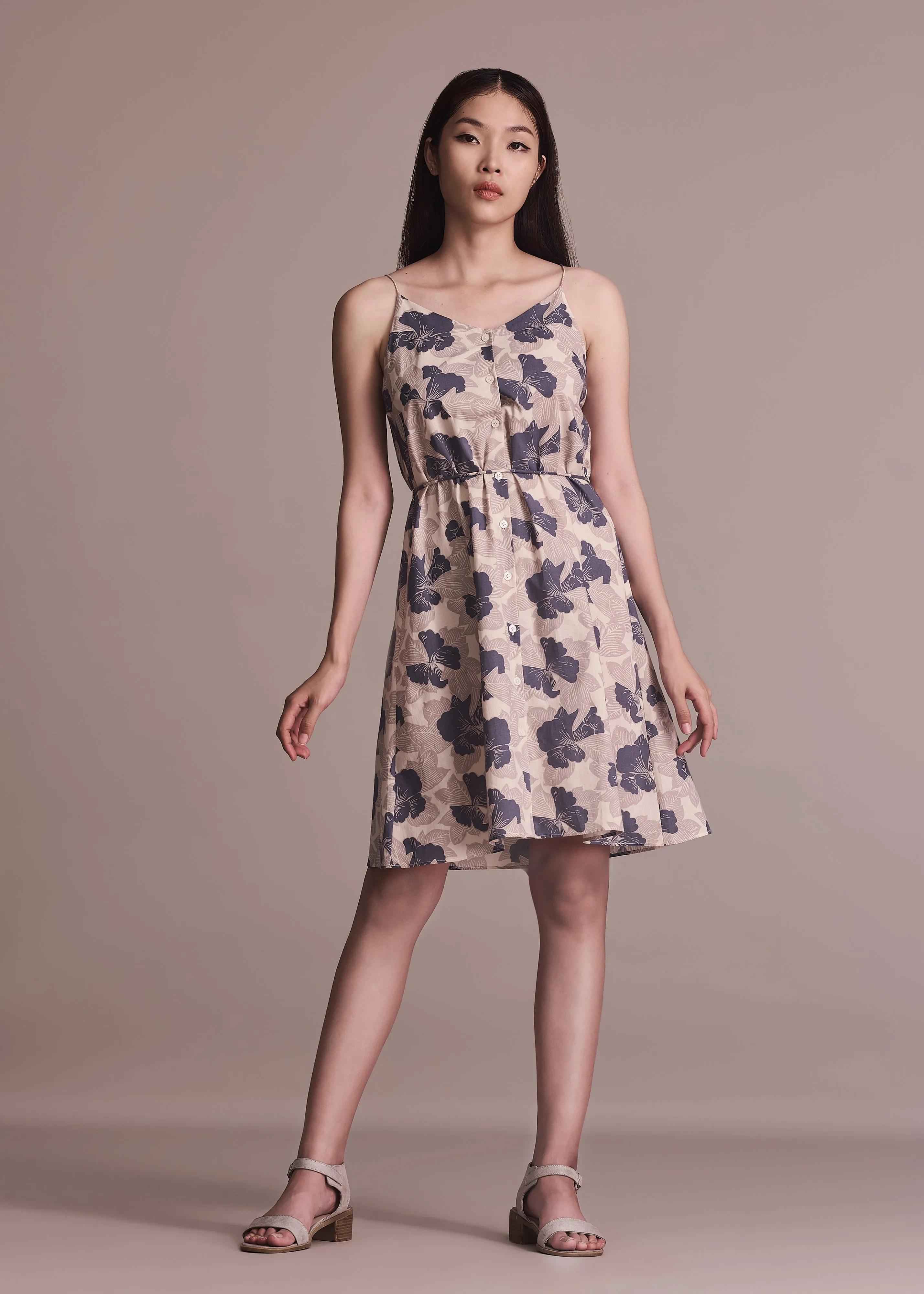 british retro TemperatureRegulatingLining HIBISCUS - HIDDEN GARDEN INDIGO