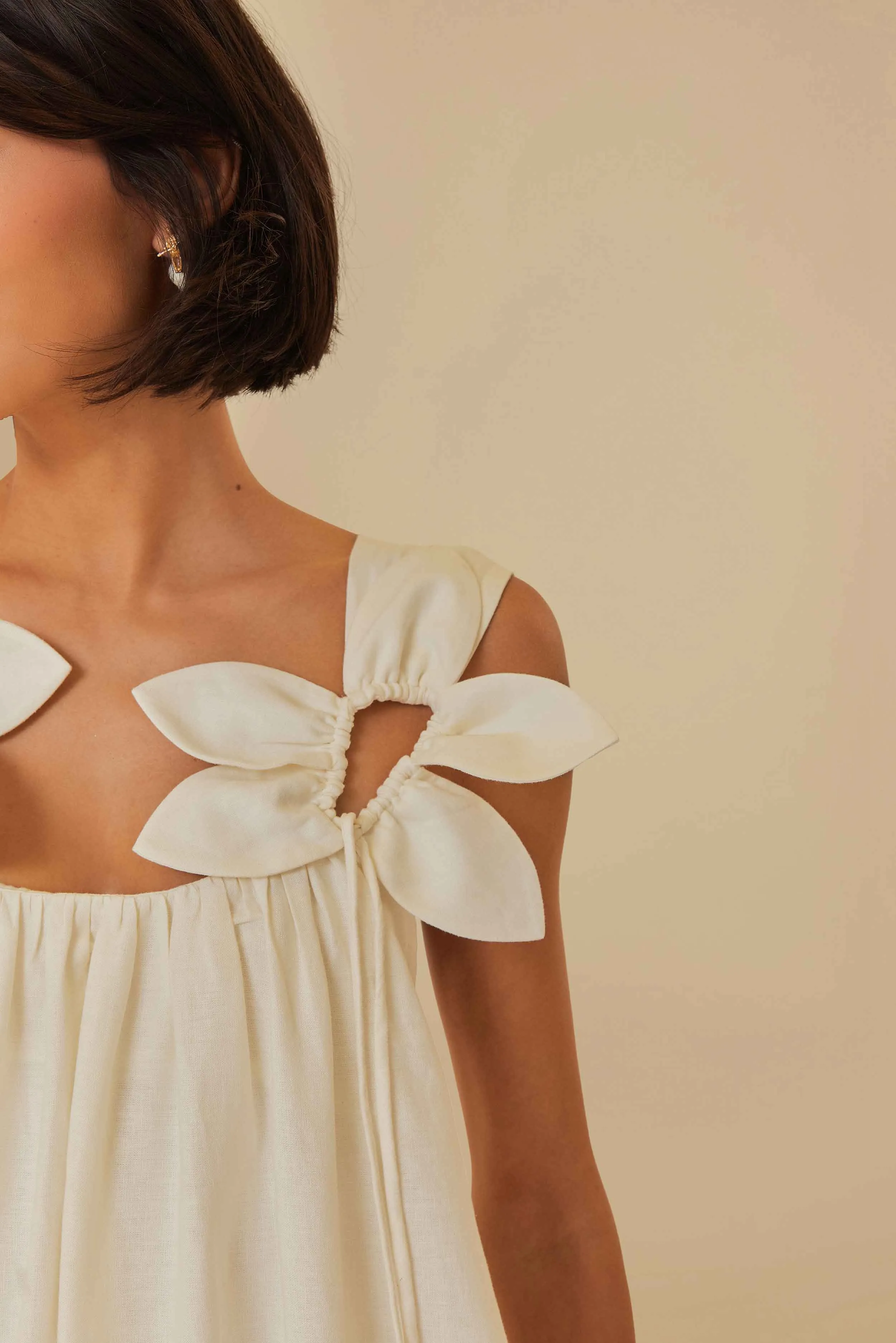 Work Smart Velvet Smooth White Floral Details Lenzing? Ecovero? Euroflax? Midi Dress