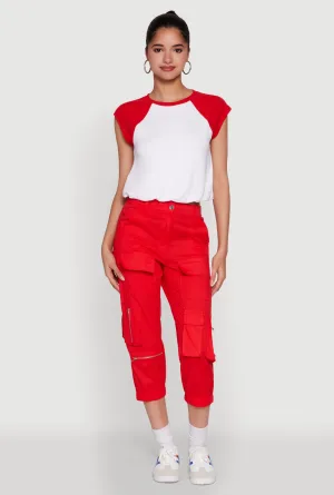 Madden Girl Raglan Sleeve Bubble Hem Crop Top Minimal Outfit