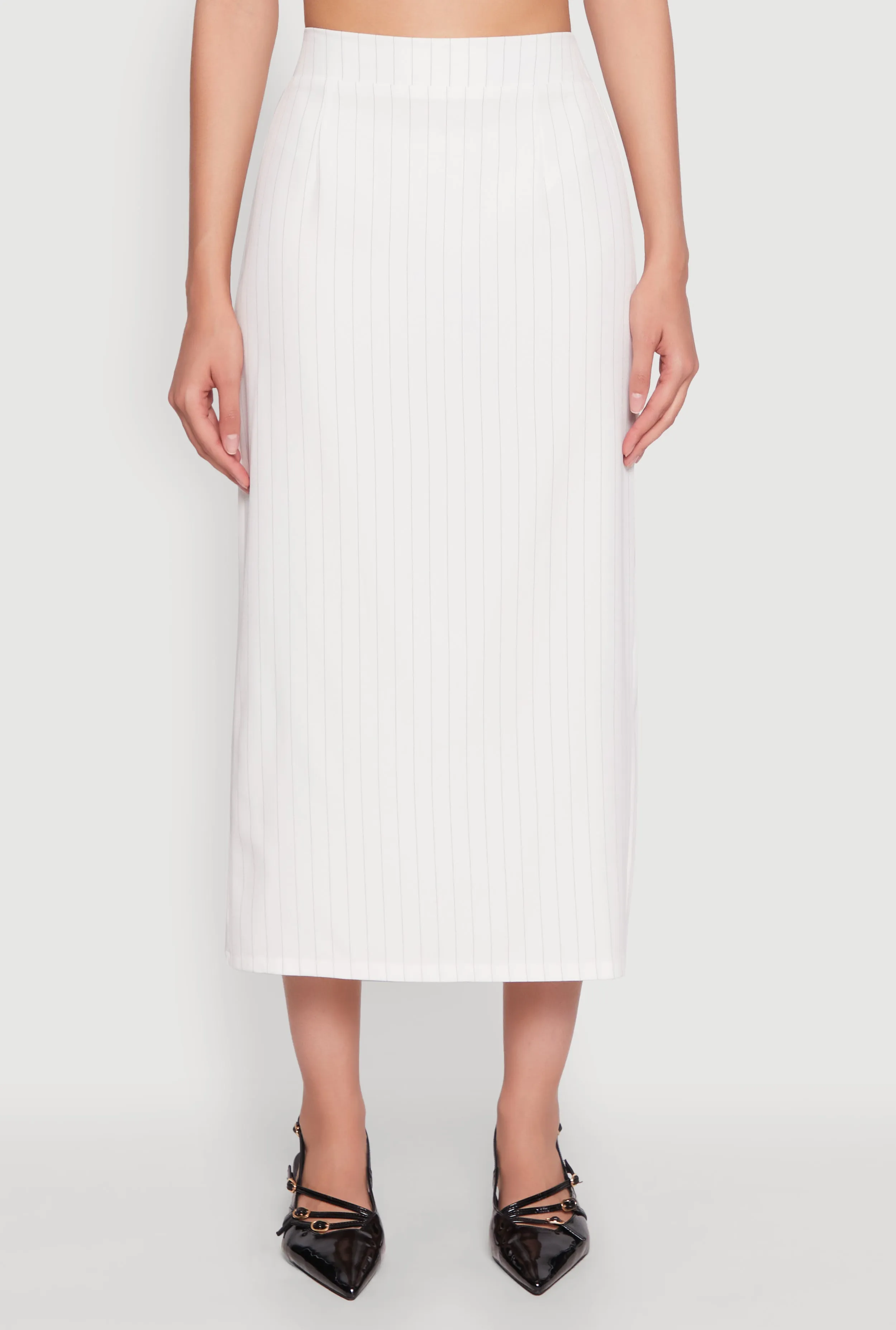 Cozy Tones Style Innovation Pinstripe High Waist Skirt