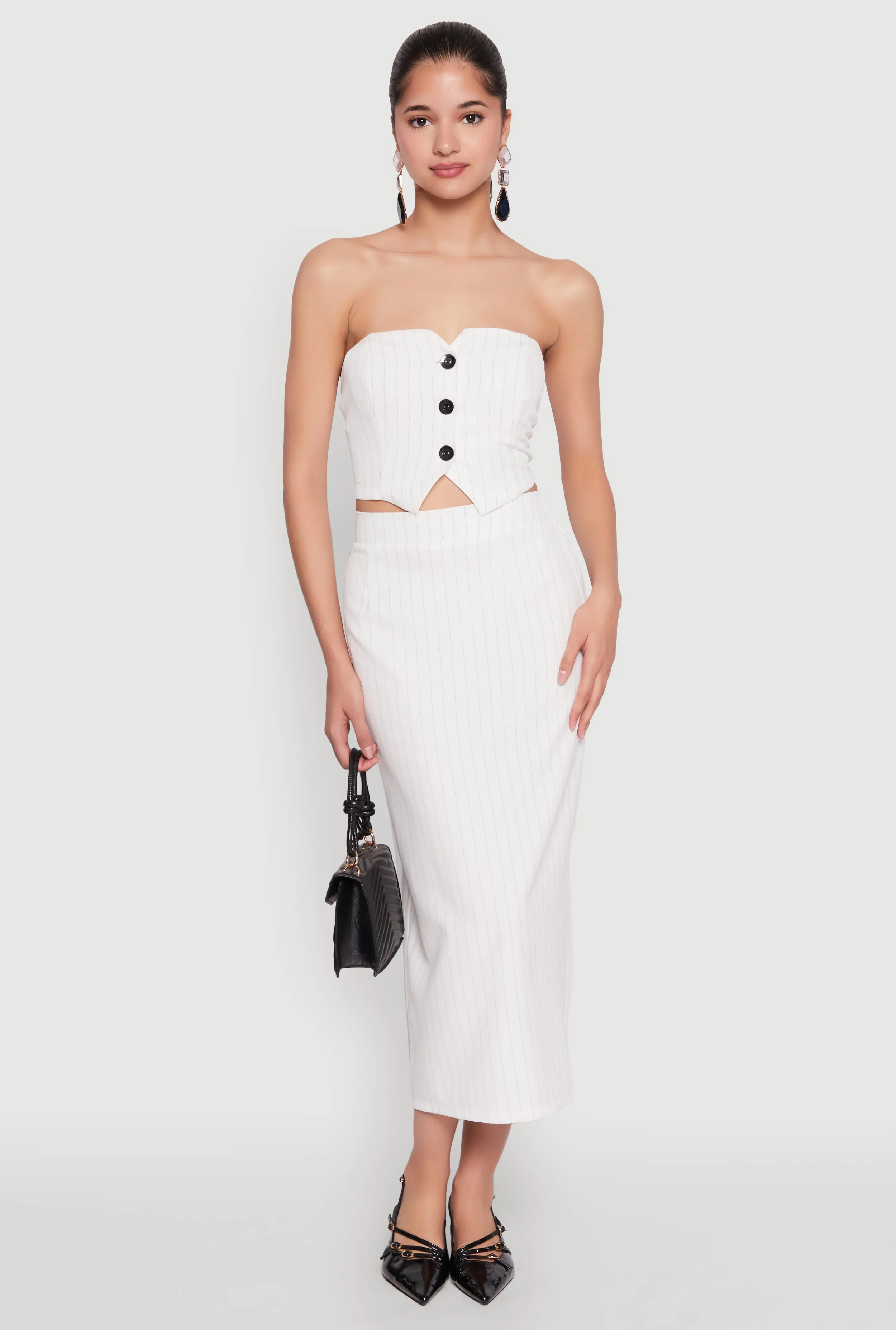 Light Comfort Pinstripe High Waist Skirt