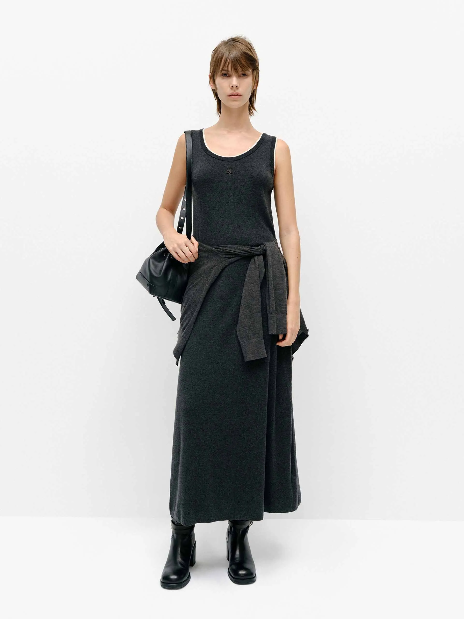 Pasture View Contrast Trim Long Dress