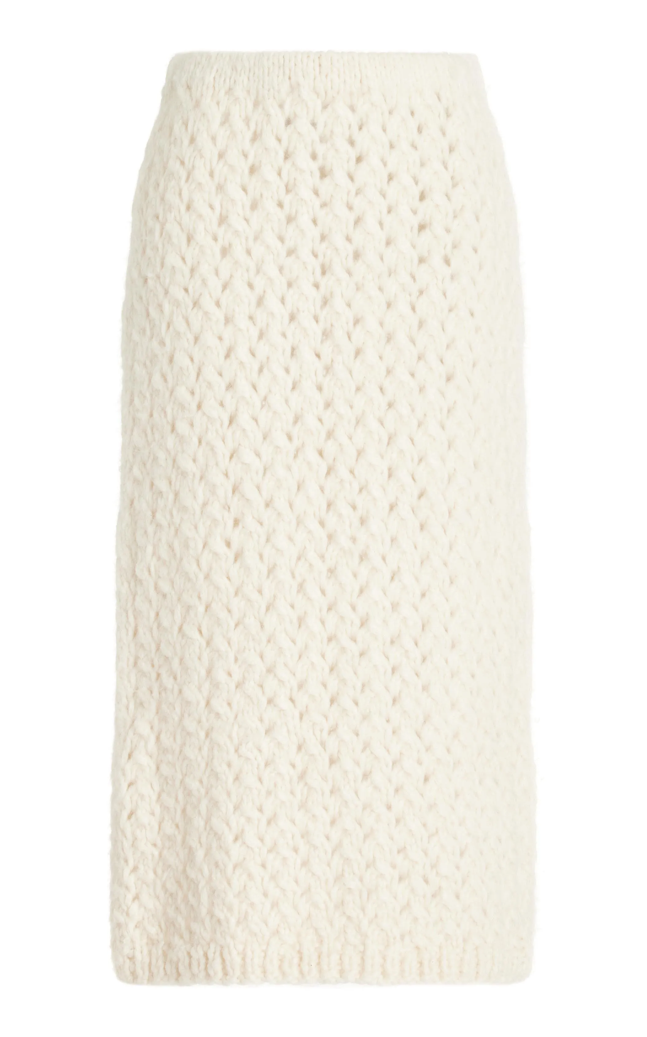 Tailored Fit Teacher Chic Collin Knit Midi Skirt in Ivory Welfat Cashmere