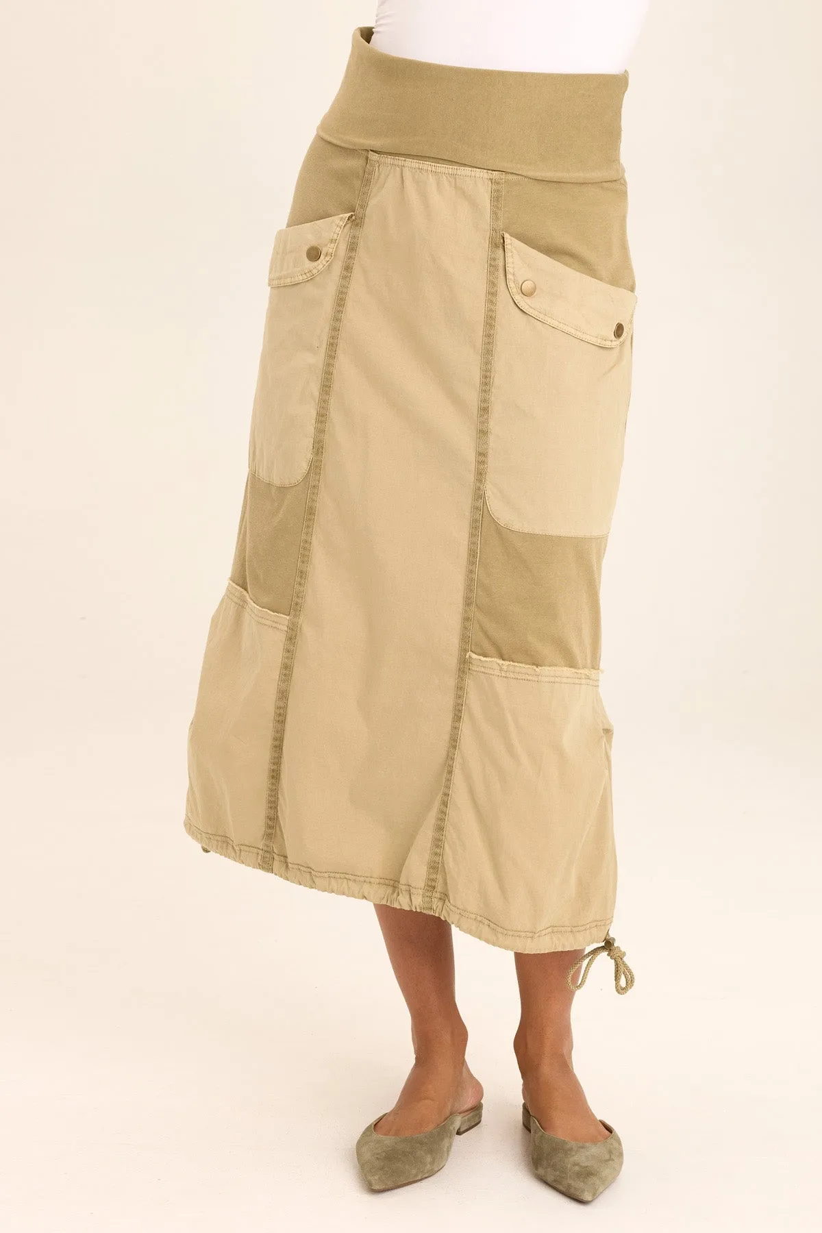 Fashion Core Marconi Cargo Cinch Bubble Hem Midi Skirt