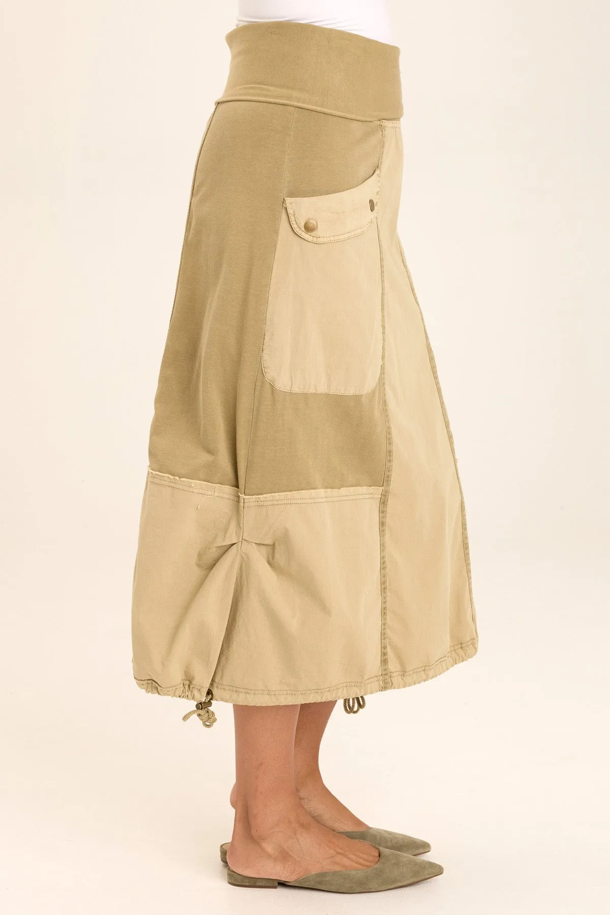 Cotton Glow Wrinklefree Marconi Cargo Cinch Bubble Hem Midi Skirt