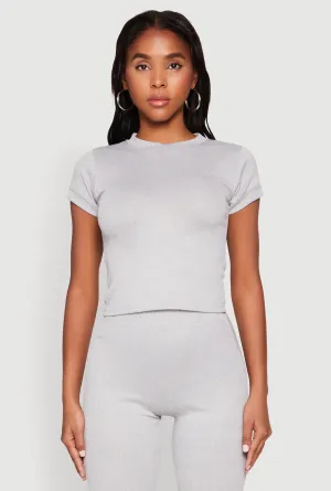 Short Sleeve Rib Knit Tee Simple Comfort Wear Travel Comfort Style