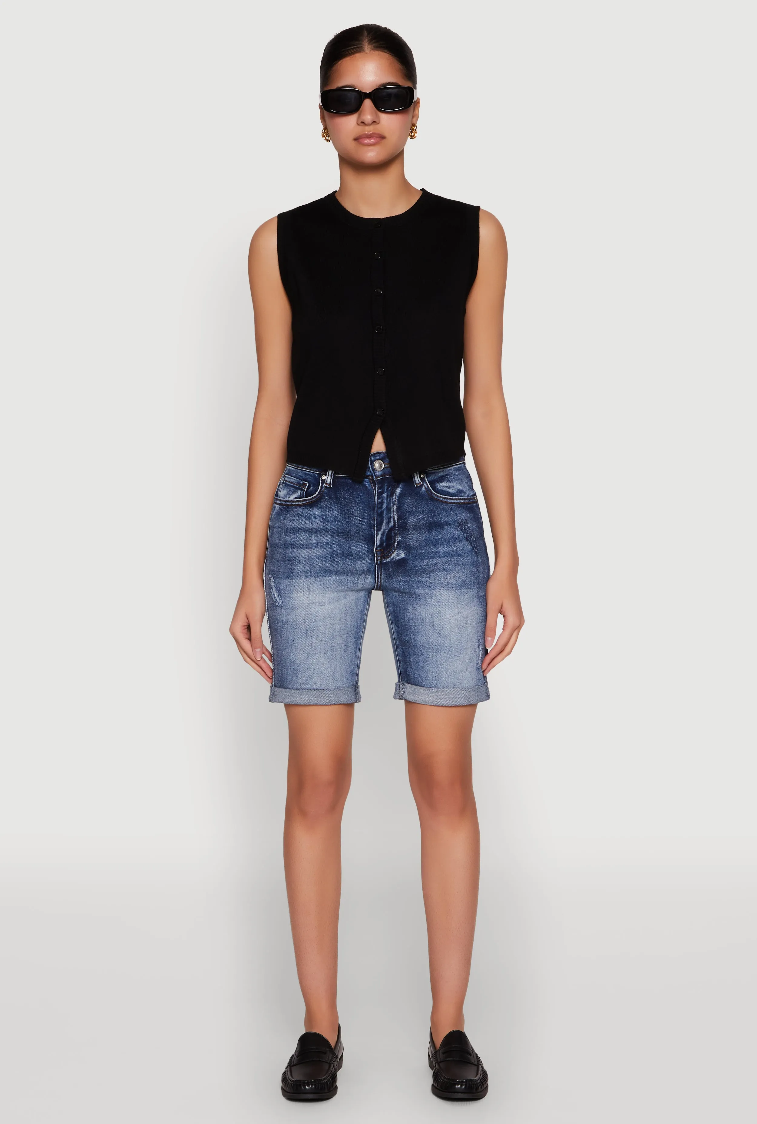 Cargo shorts stain - resistant WAX Fixed Cuff Denim Bermuda Shorts