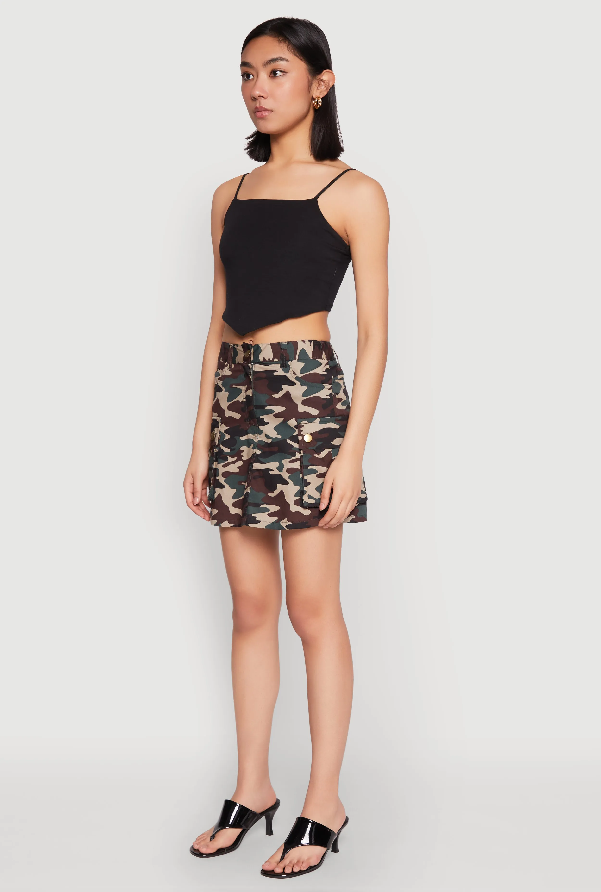 Camouflage Cargo Skirt Crisp Fit Versatile Wear