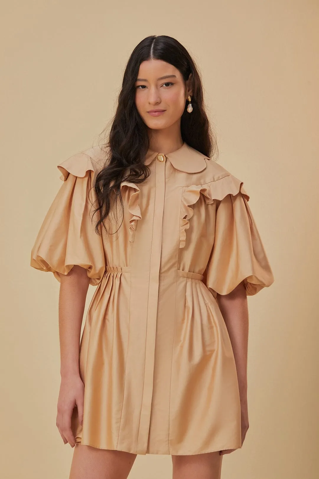 Trend Soft Snag Free Beige Short Sleeve Mini Dress