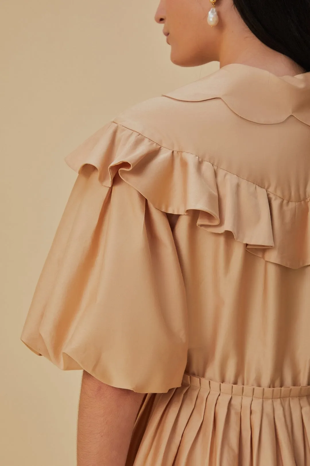 Smart Look Street Chic Beige Short Sleeve Mini Dress