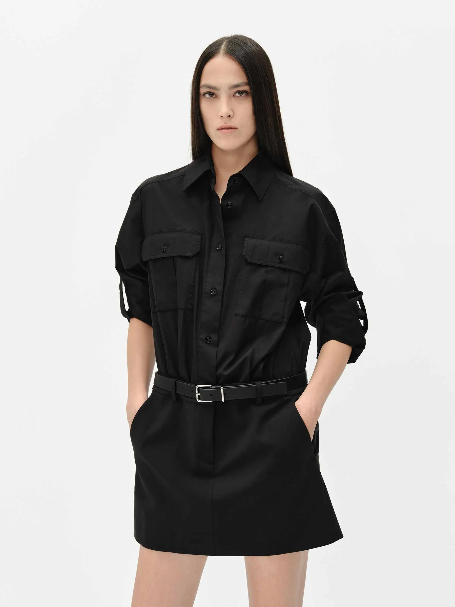 Cotton Blend Shirt Dress Charming Chic Wear Fashion Forward