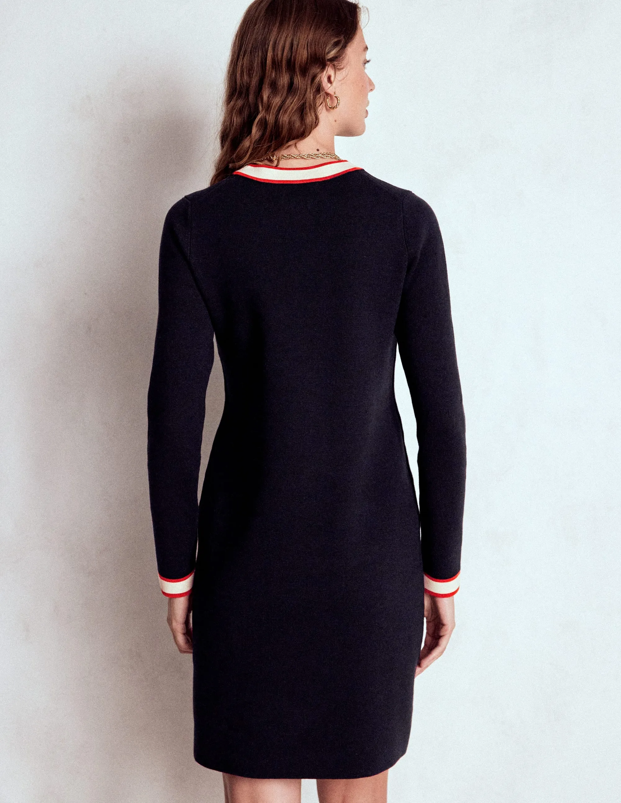 Scene Pop Short Game Holly Knitted Shift Dress-Navy