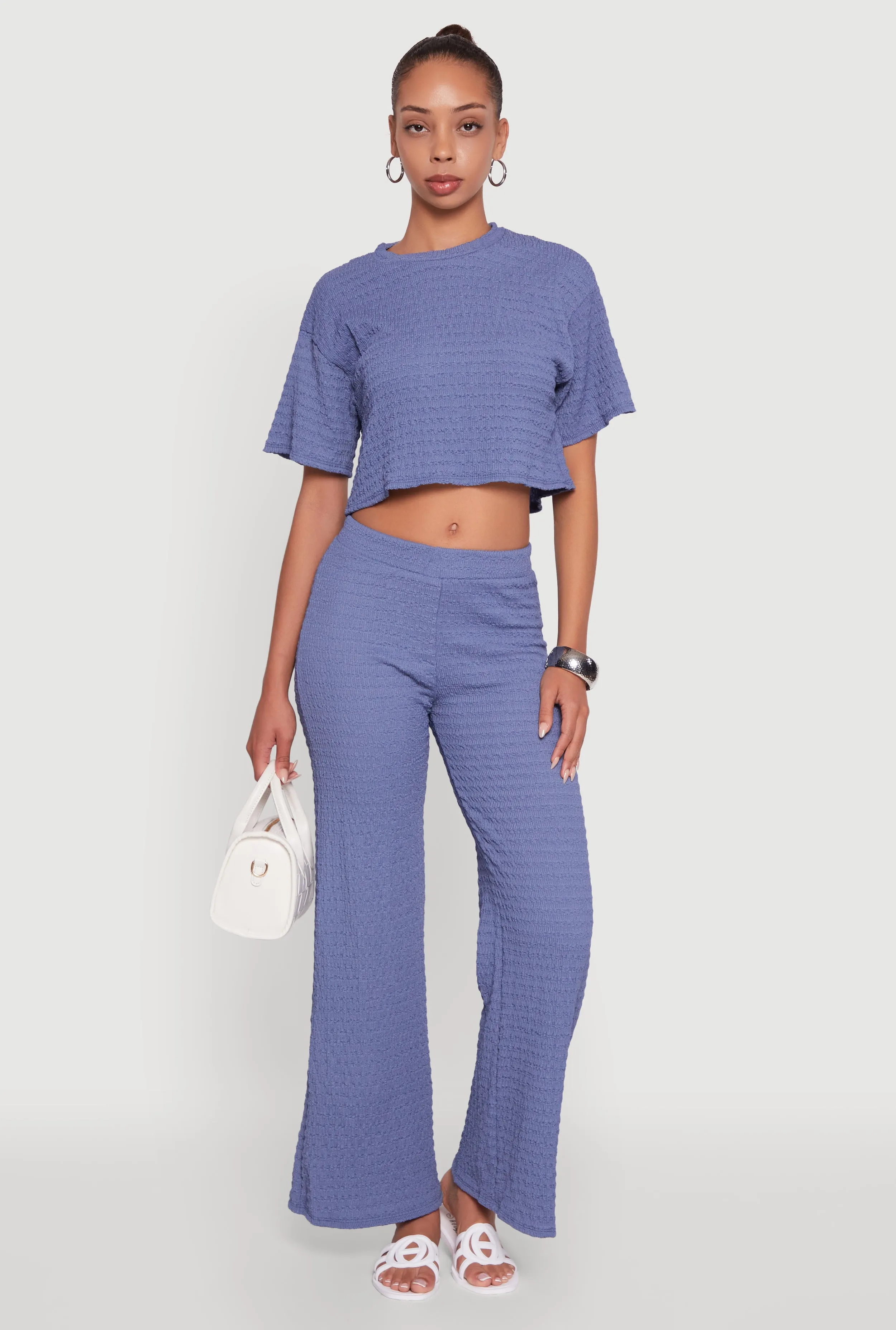 Textured Knit Boxy Crop Top Trendy Piece Feminine Appeal