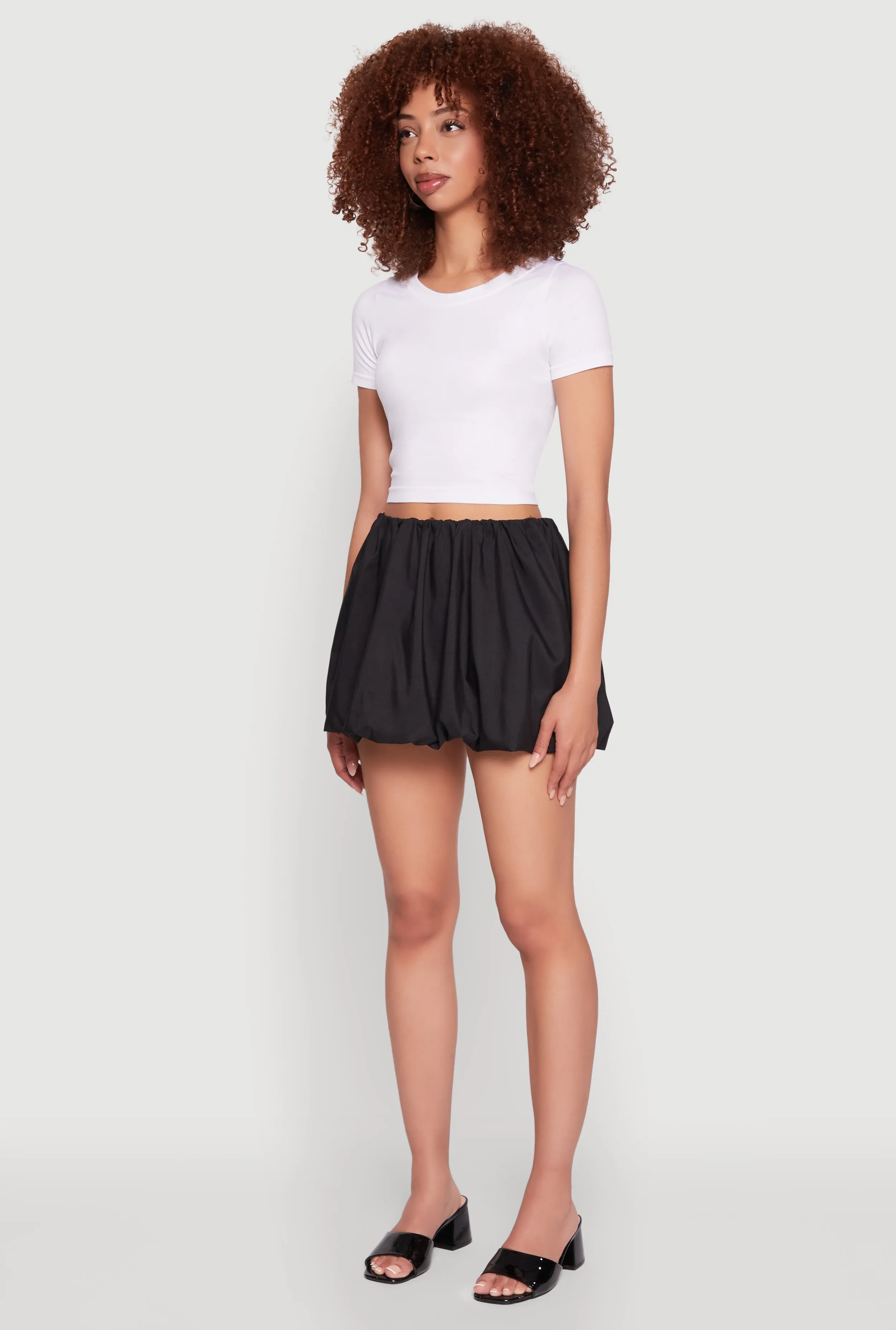 Poplin Bubble Hem Skirt Frayed Finish