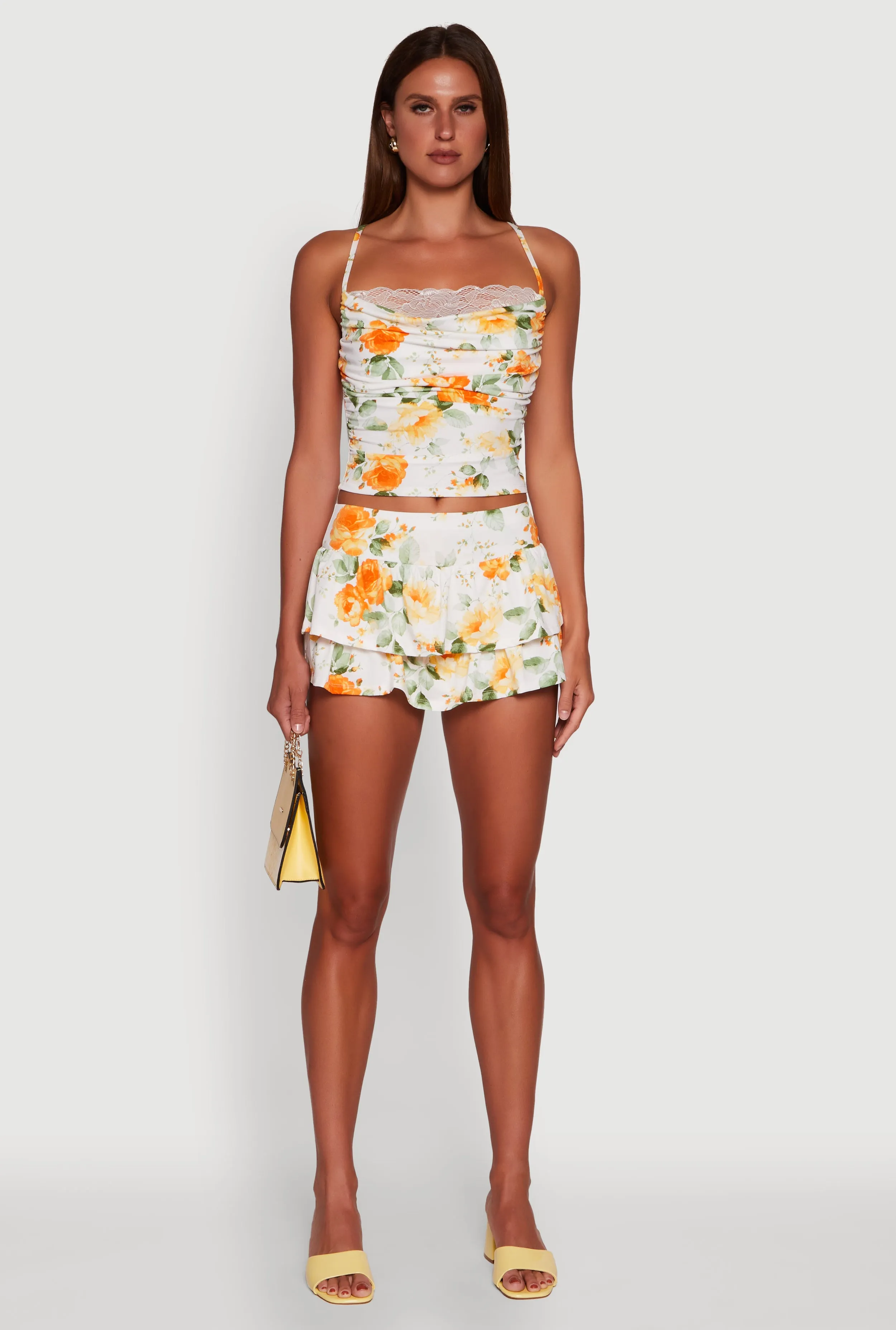 Outdoor Outfit Odor Resistant Treatment Floral Ruffle Tiered Skort