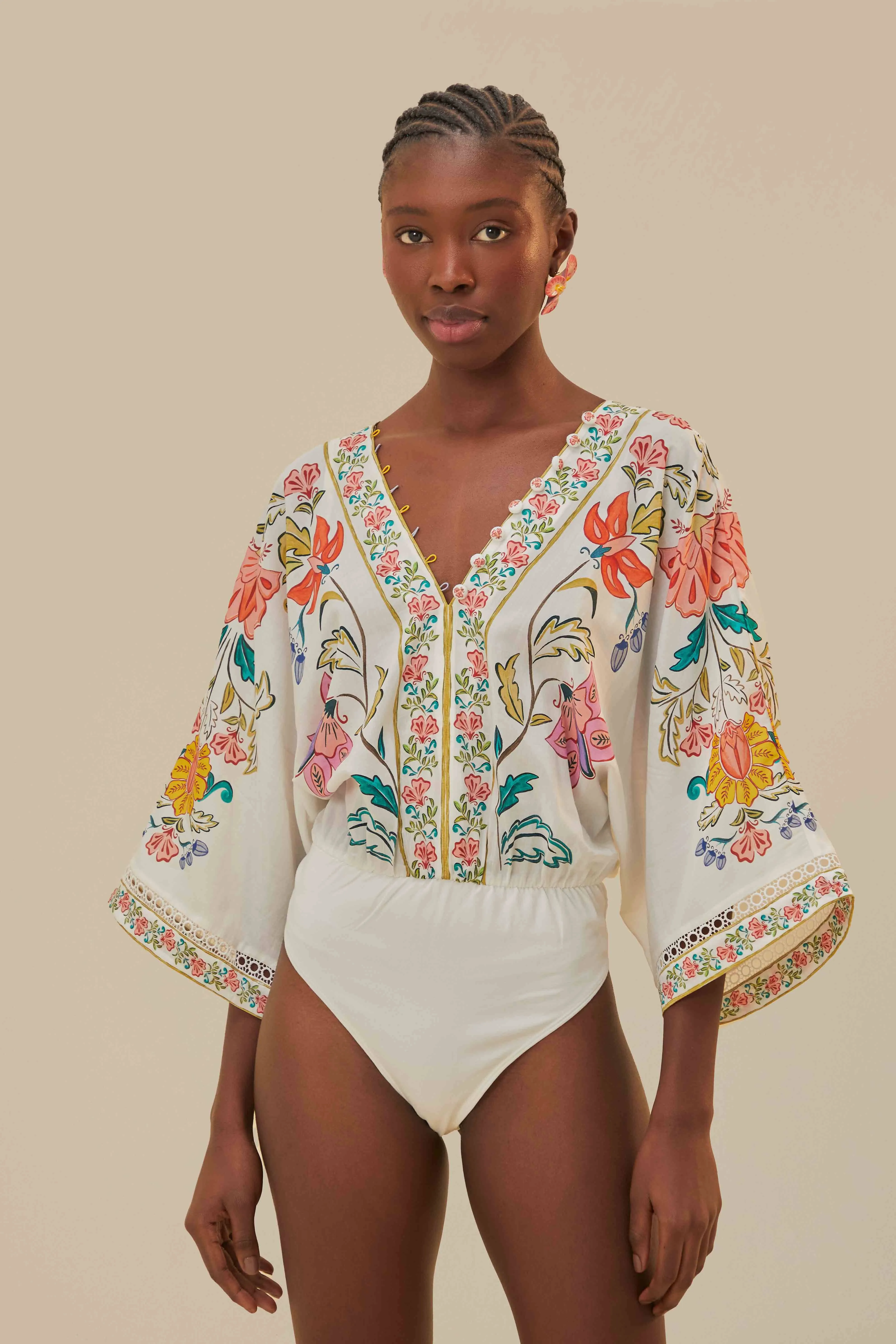 Off-White Insects Floral Bodysuit Running Beach