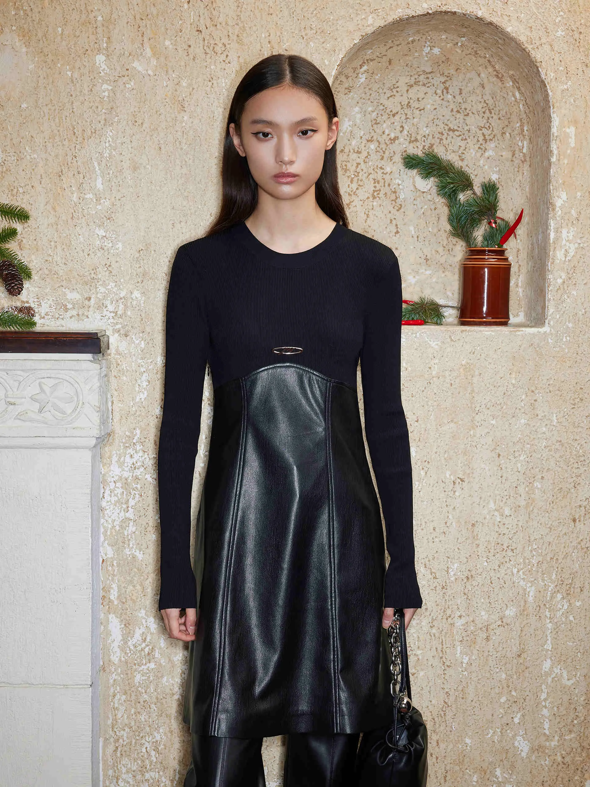 Ribbed Knit Panelled Dress Comfortable party dress Modern Edge