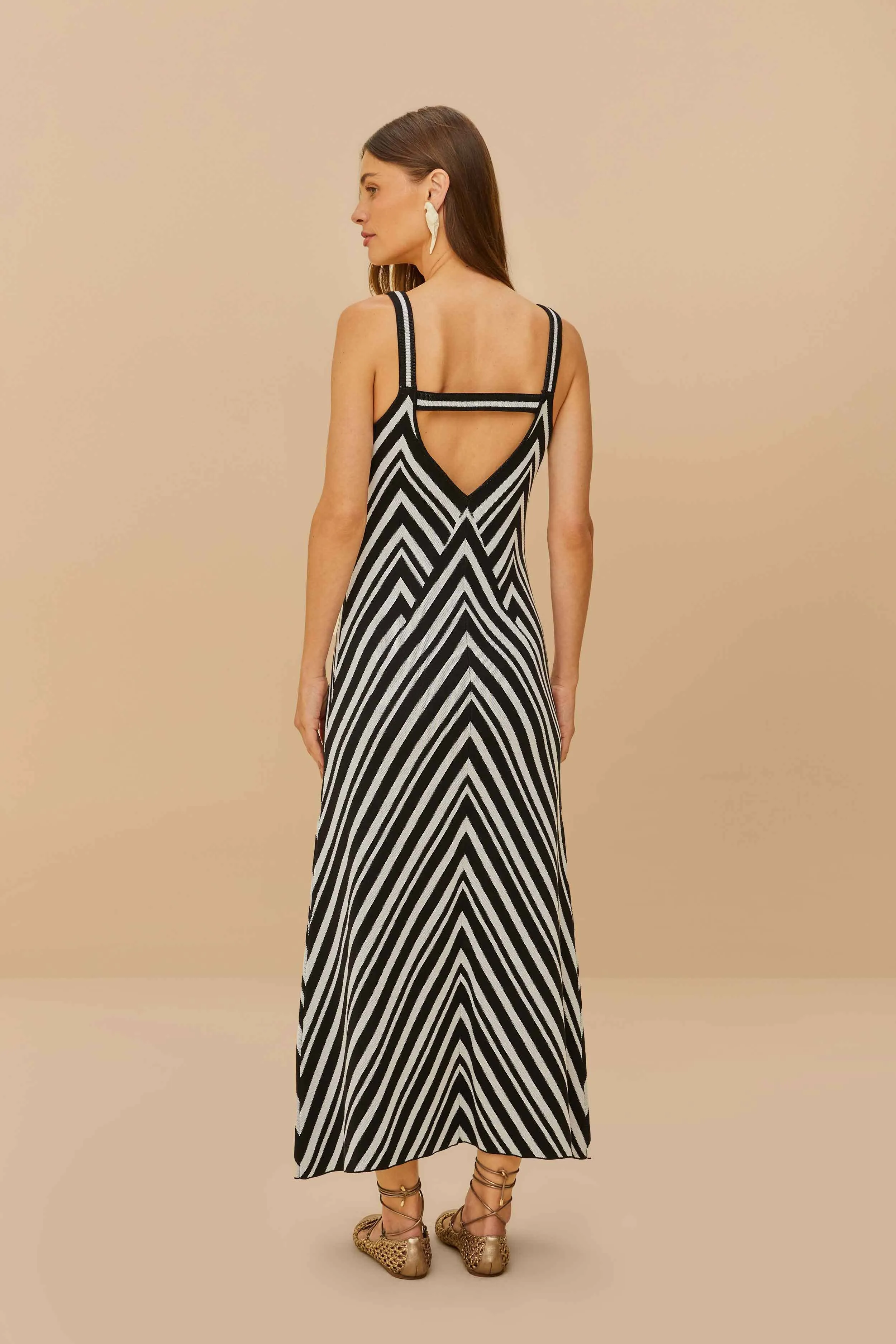 Black And White Stripes Knit Midi Dress Stage Grace Coffee Break