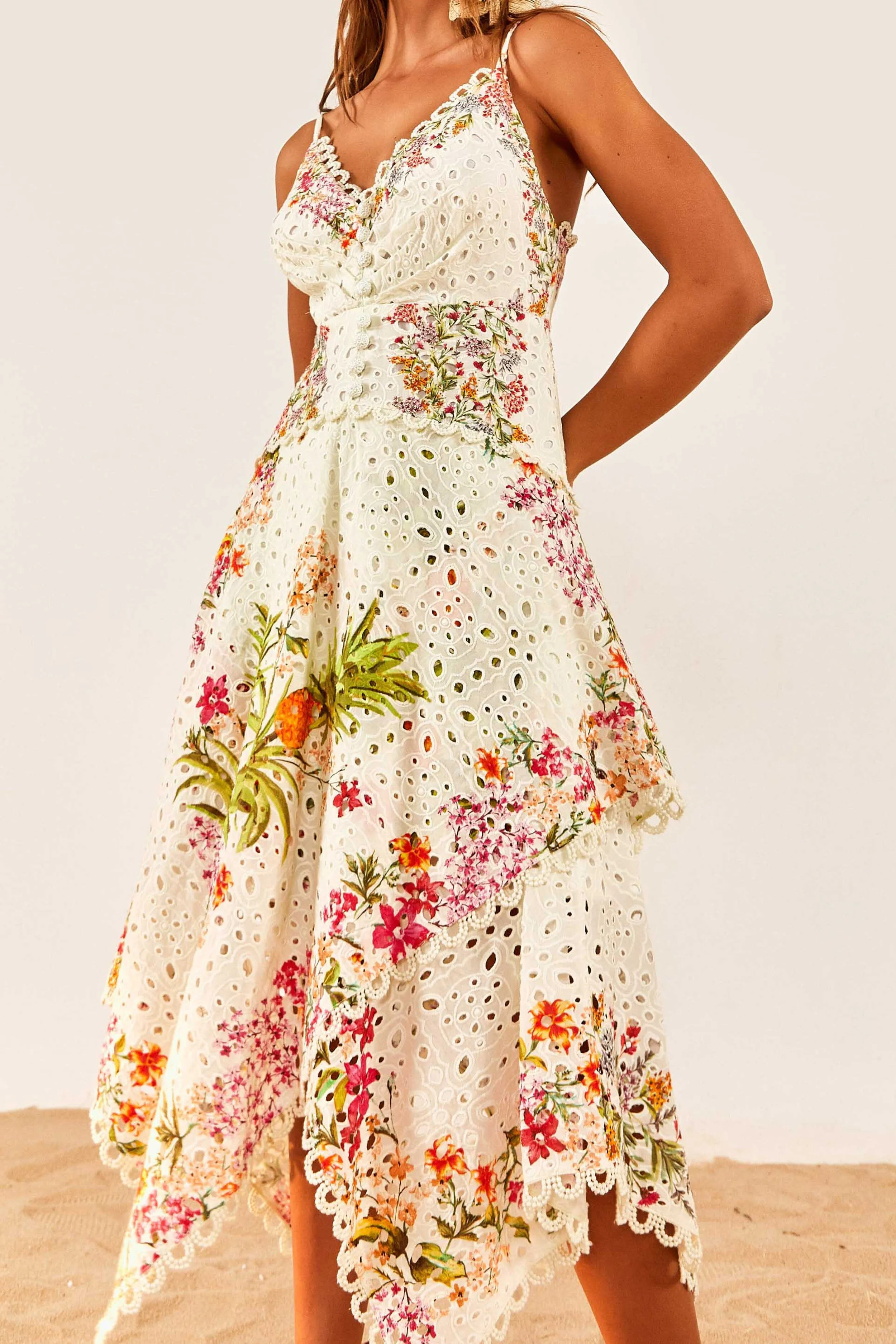 Classic Design Korean Soft Delicate Forest Scarves Midi Dress