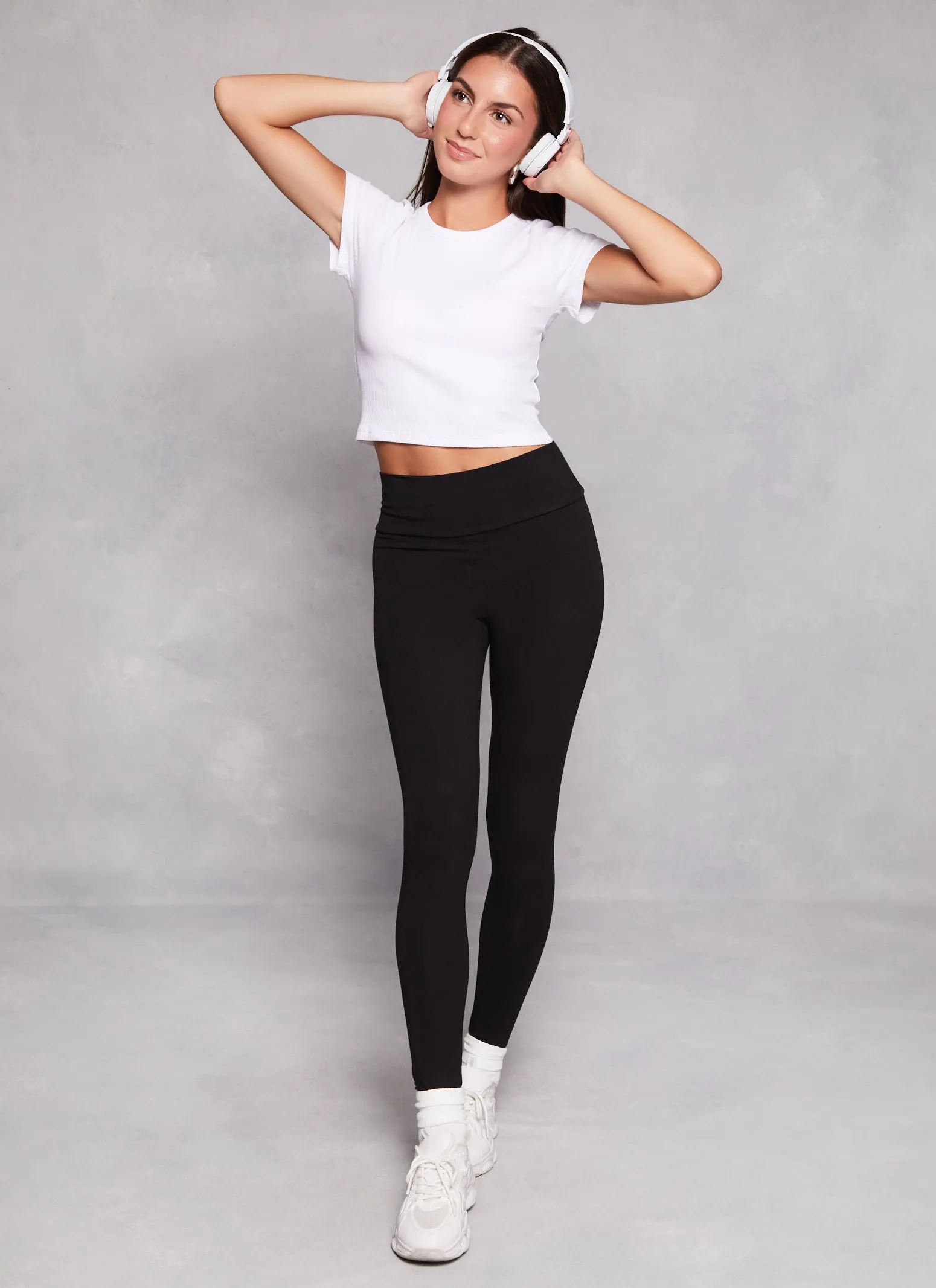 Stretchable Armholes Basic Ribbed Knit Cropped Tee