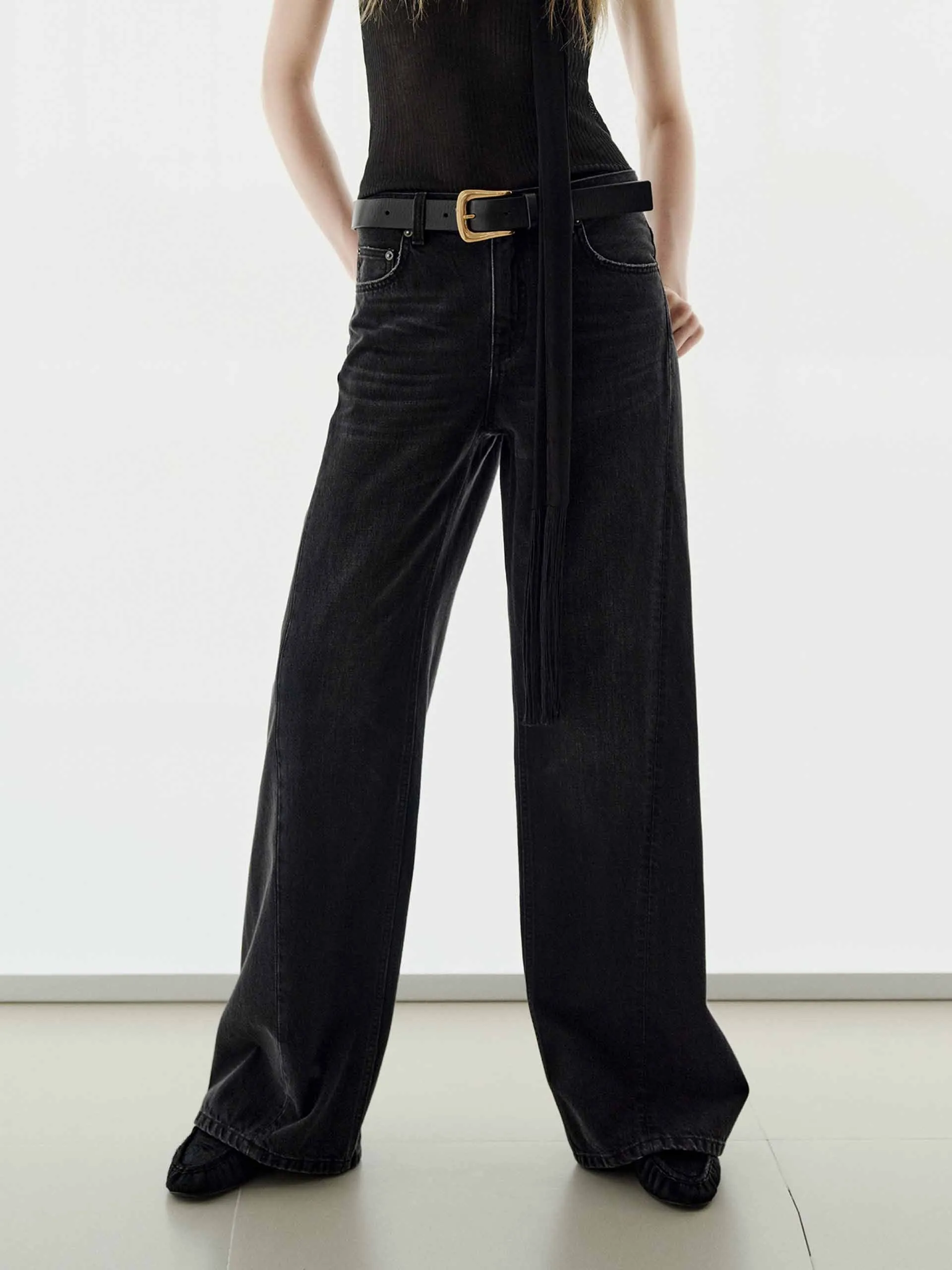Pure Cotton Black Jeans Fashion Piece Urban Style