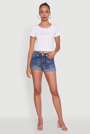 Seamless Rhinestone Babygirl Graphic Cropped Tee Active Outfit