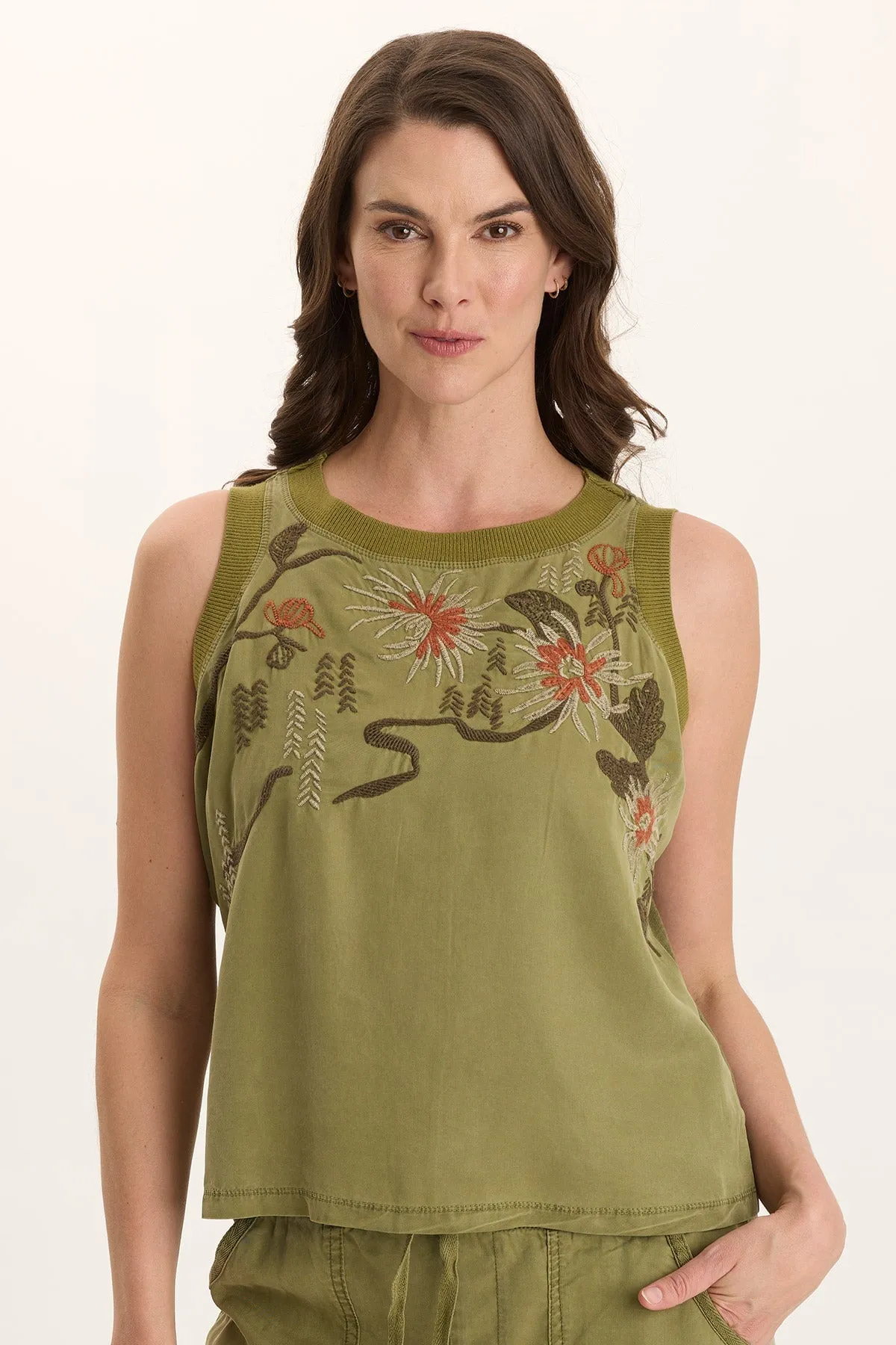 Katrine Soft Twill Embroidered Artisan Tank Team Vibe SustainableCertified