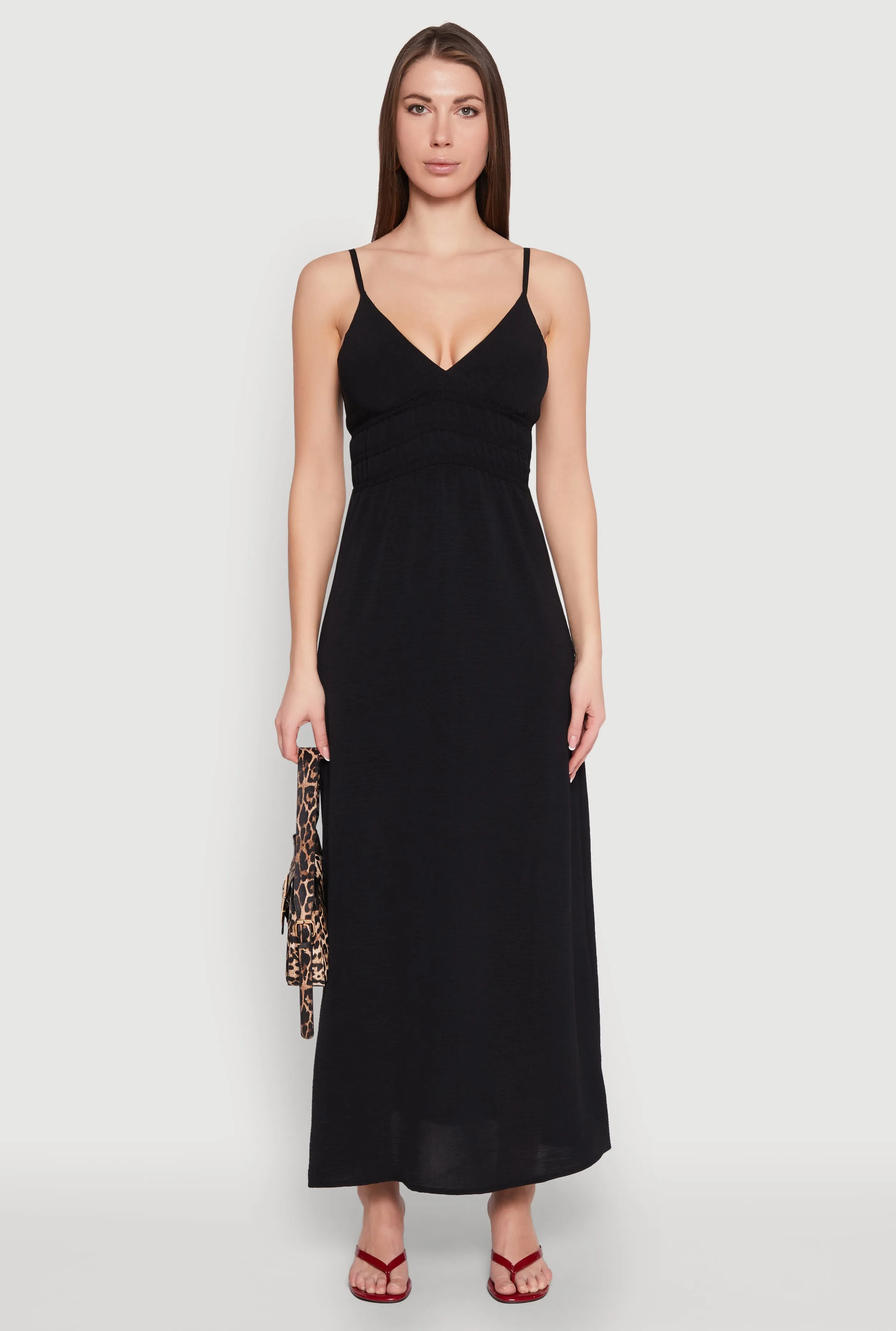 V Neck Empire Waist Maxi Dress Confident Walk
