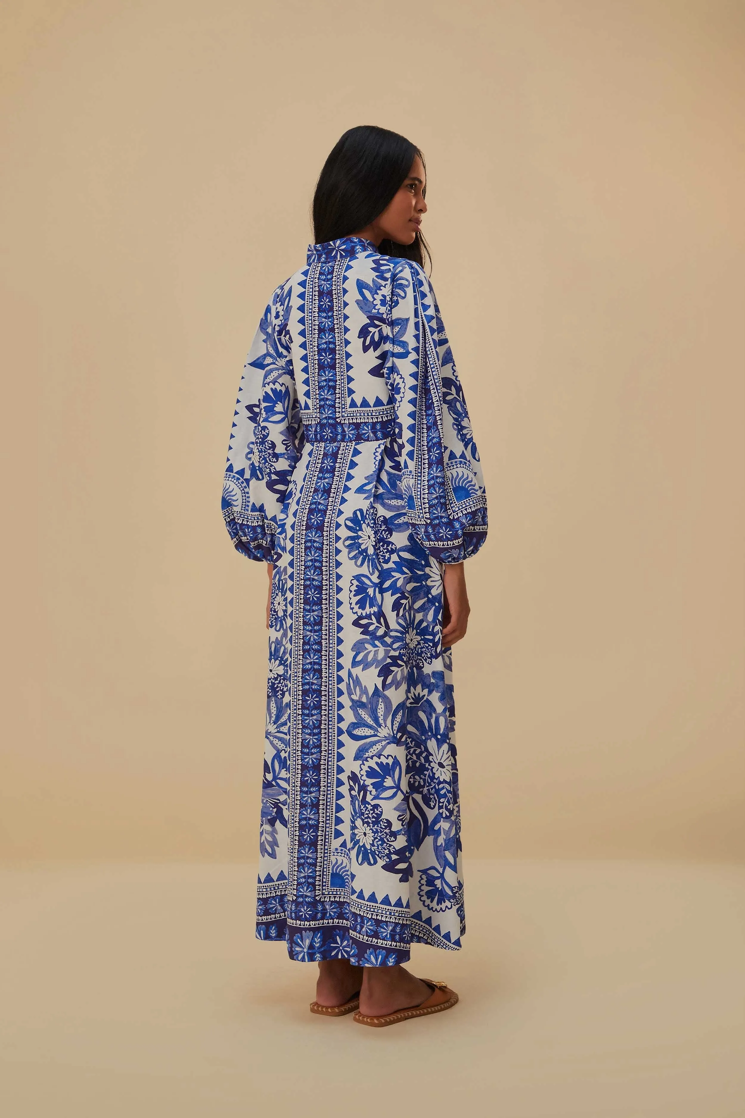 Off-White Flora Tapestry Lenzing? Ecovero? Euroflax? Maxi Dress Georgette Flow Rural Air