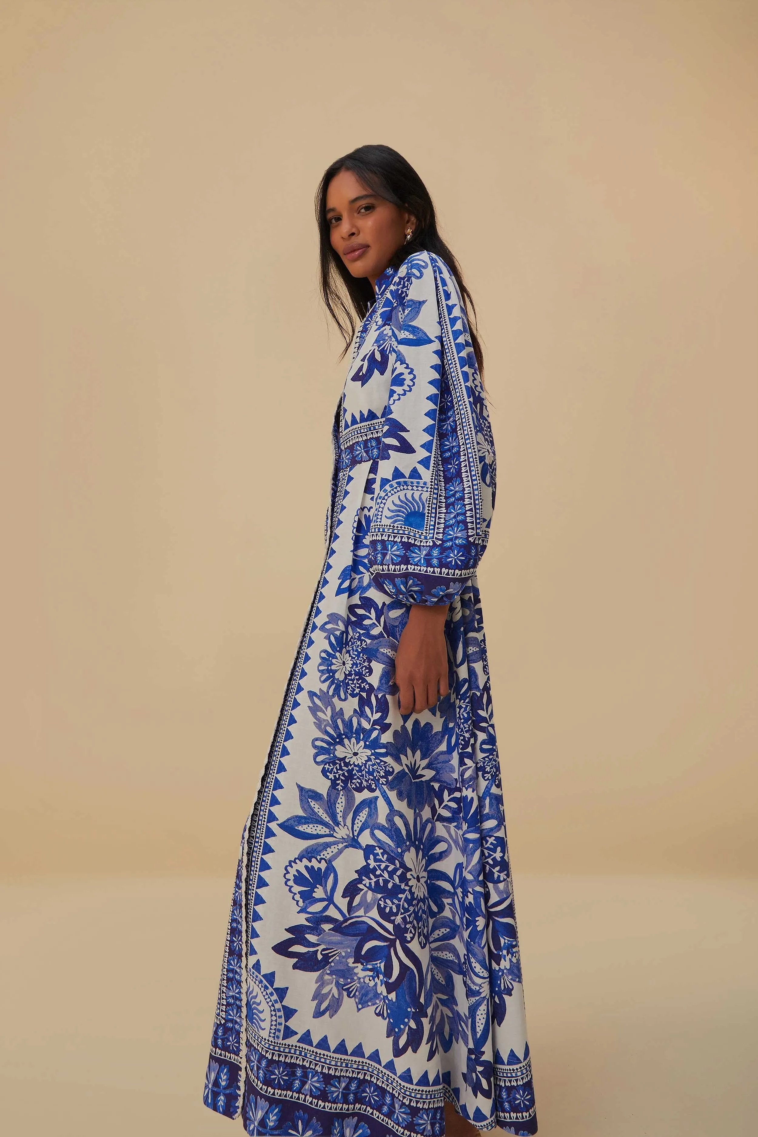 Off-White Flora Tapestry Lenzing? Ecovero? Euroflax? Maxi Dress Olive Grove Greek Touch