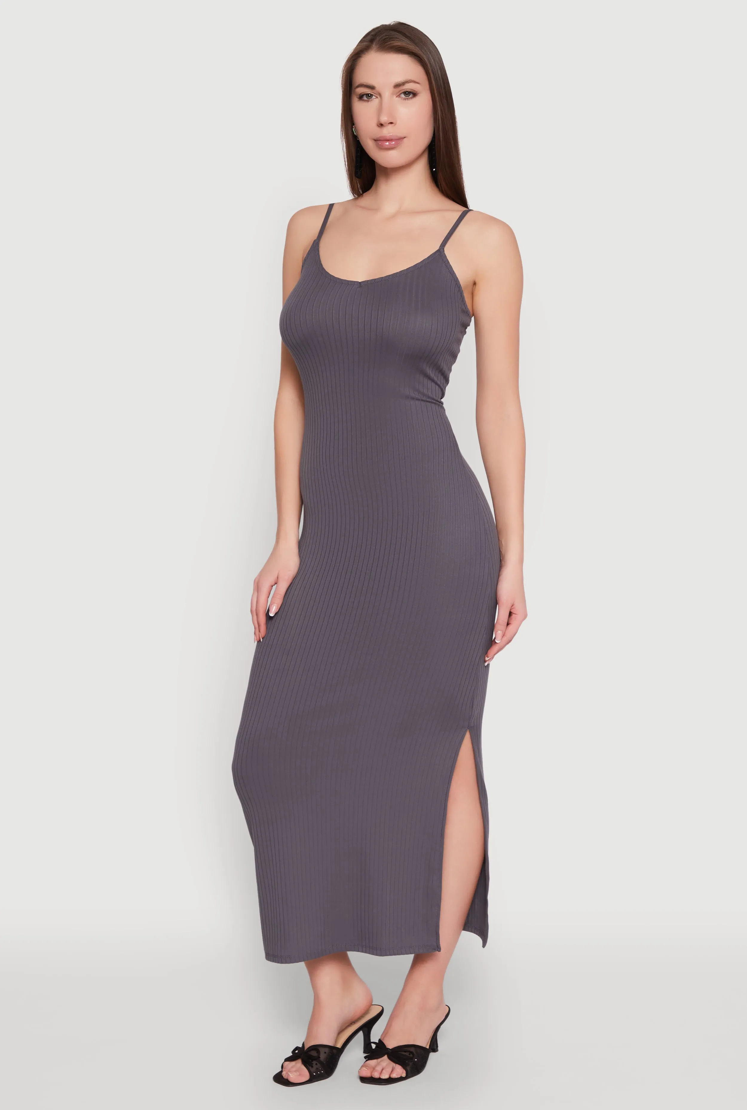 Ribbed Knit Cami Maxi Dress Bold printed floor dress Paper Wall