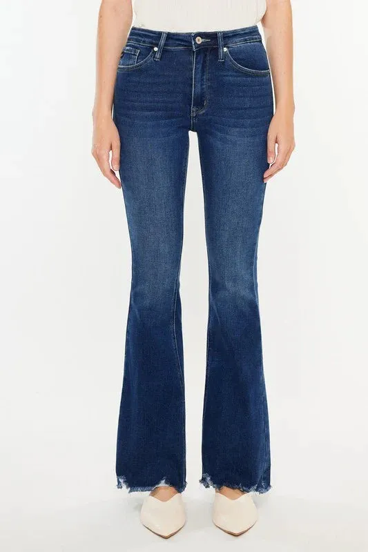 Kan Can High Rise Distressed Hem Bootcut Jeans QuickPackable Design Ethic Core