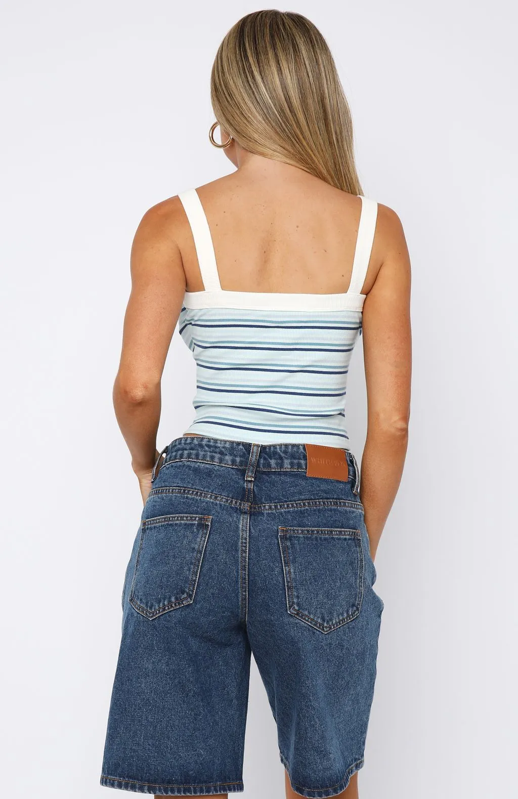 Four Way Stretch AllDay Comfort Electric Energy Tank Top Blue Stripe