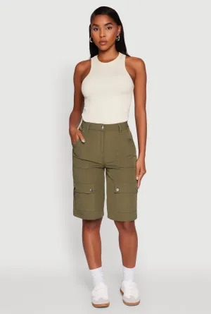 Trendy High Waisted Nylon Cargo Shorts cycling attire Eco Friendly Material