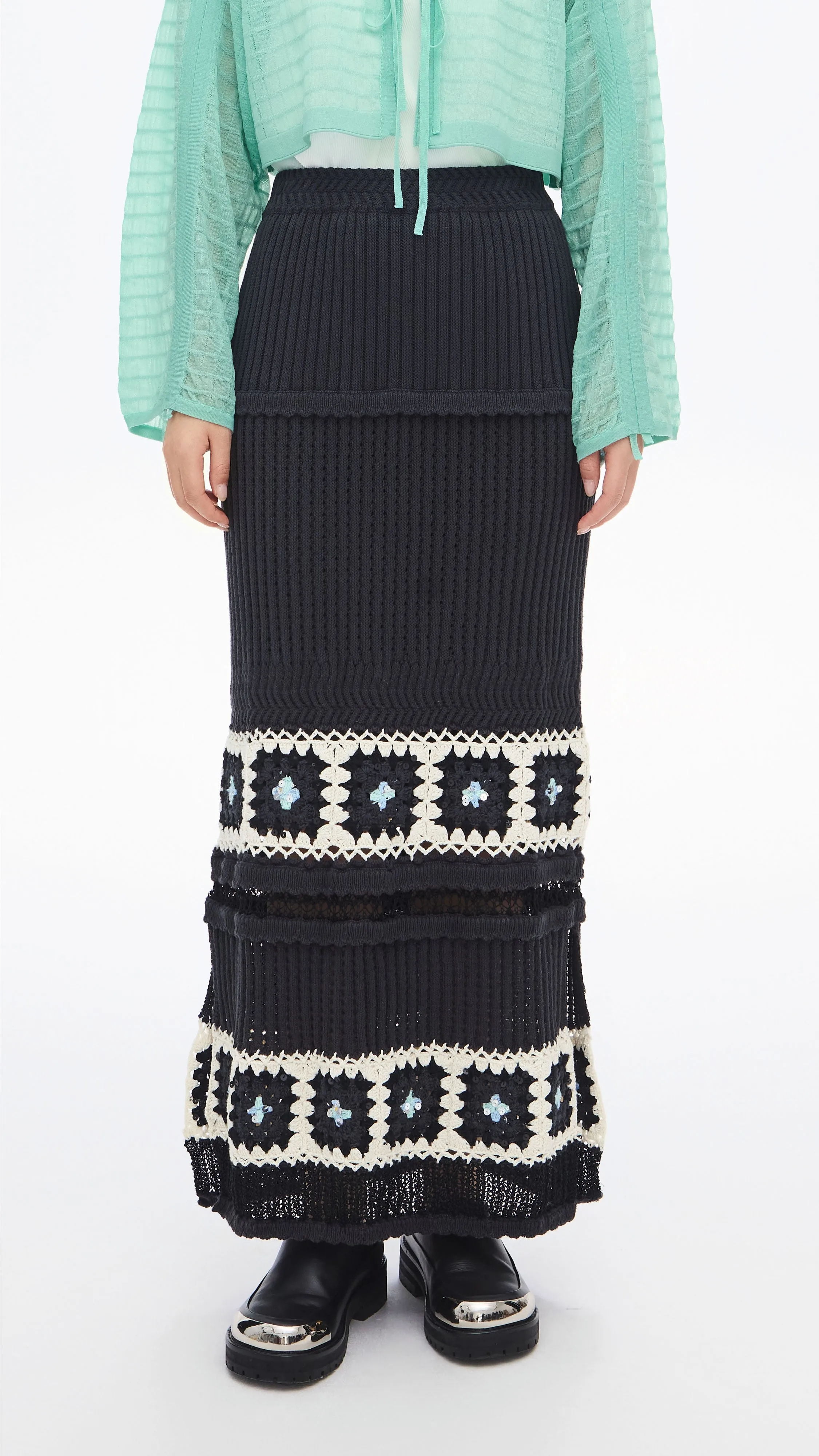 Breezy Outfit Beaded Knit Skirt