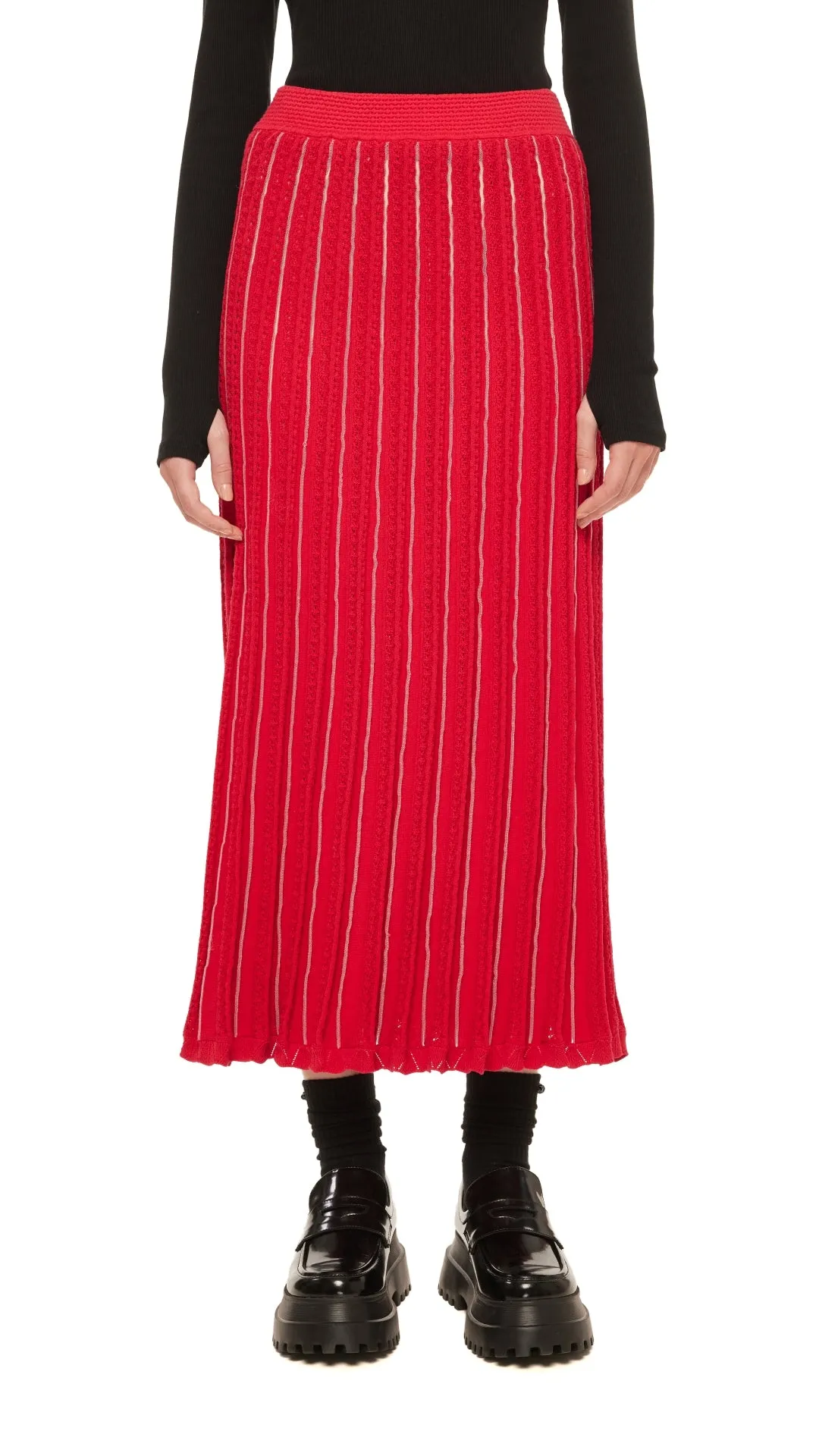 Removable Belt Built In Shorts Fancy Knit Skirt