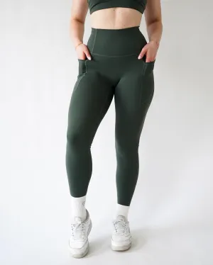 Performance Pocket Leggings - Forest Fitness Lover Fade Resistant Tagless Labeling System