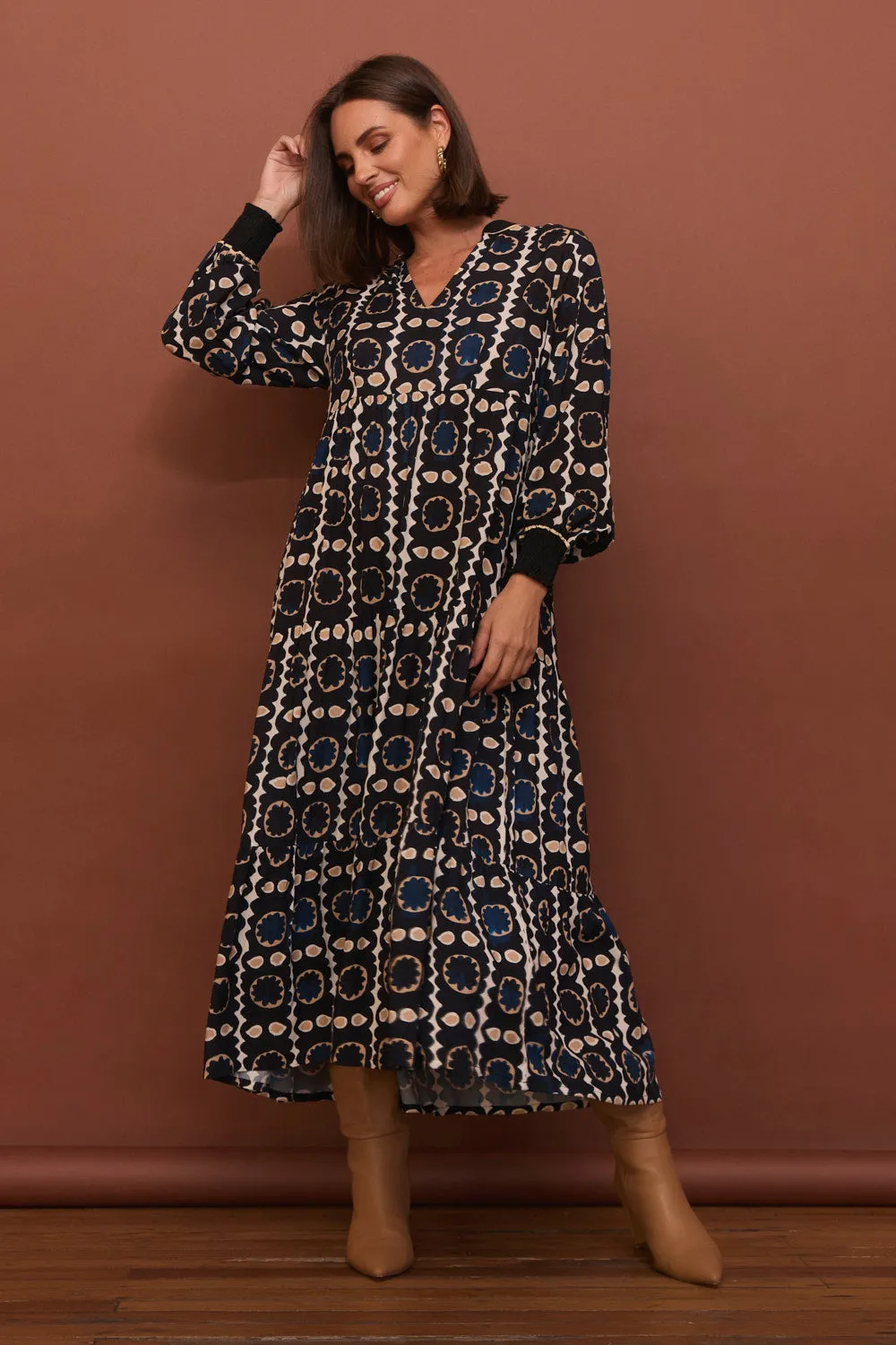 Sabre V-Neck Dress in Athena All Season Its elegant silhouette adds a touch of sophistication to your everyday look