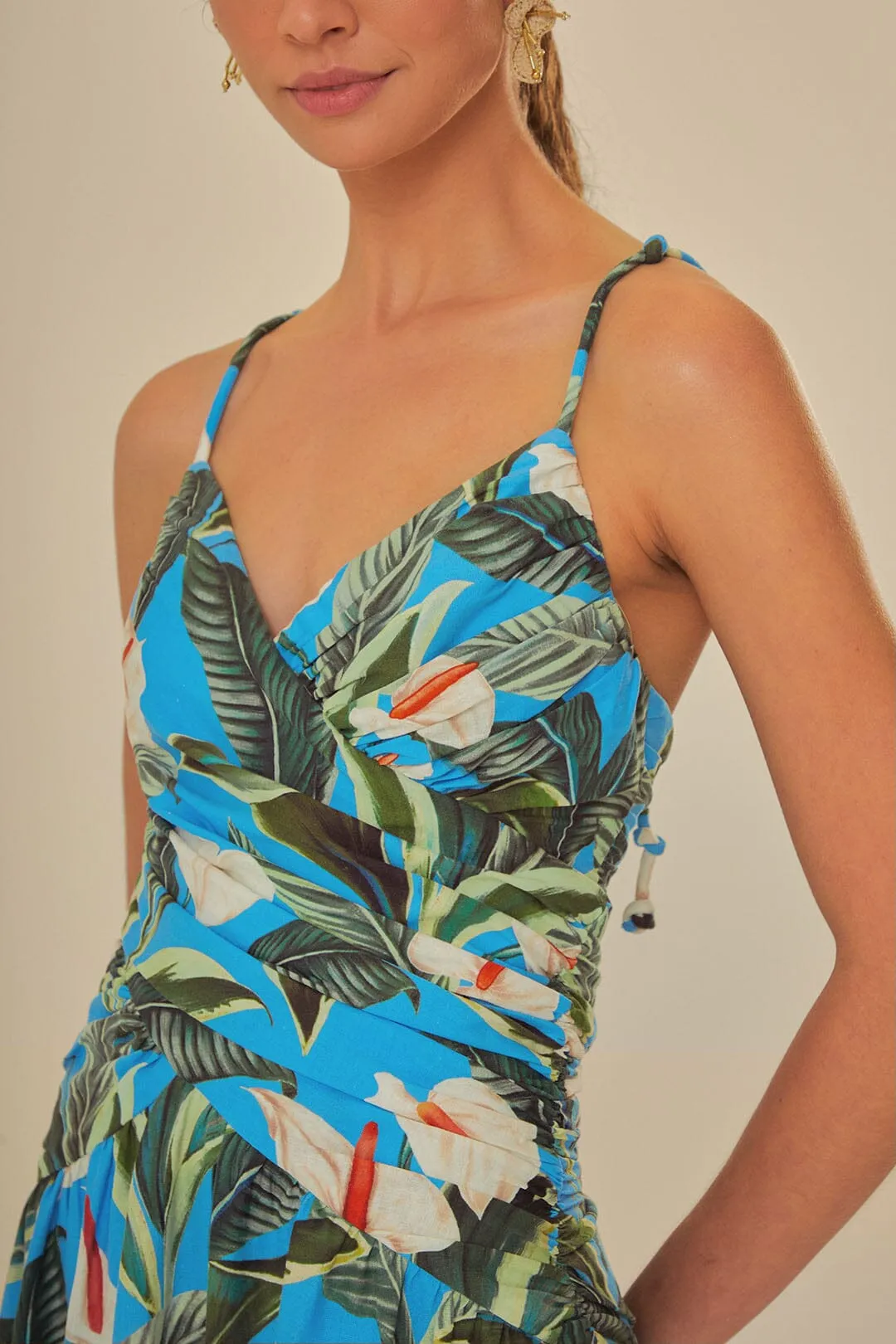Blue Anthurium Garden LENZING? ECOVERO? Euroflax? Maxi Dress Twill Glow