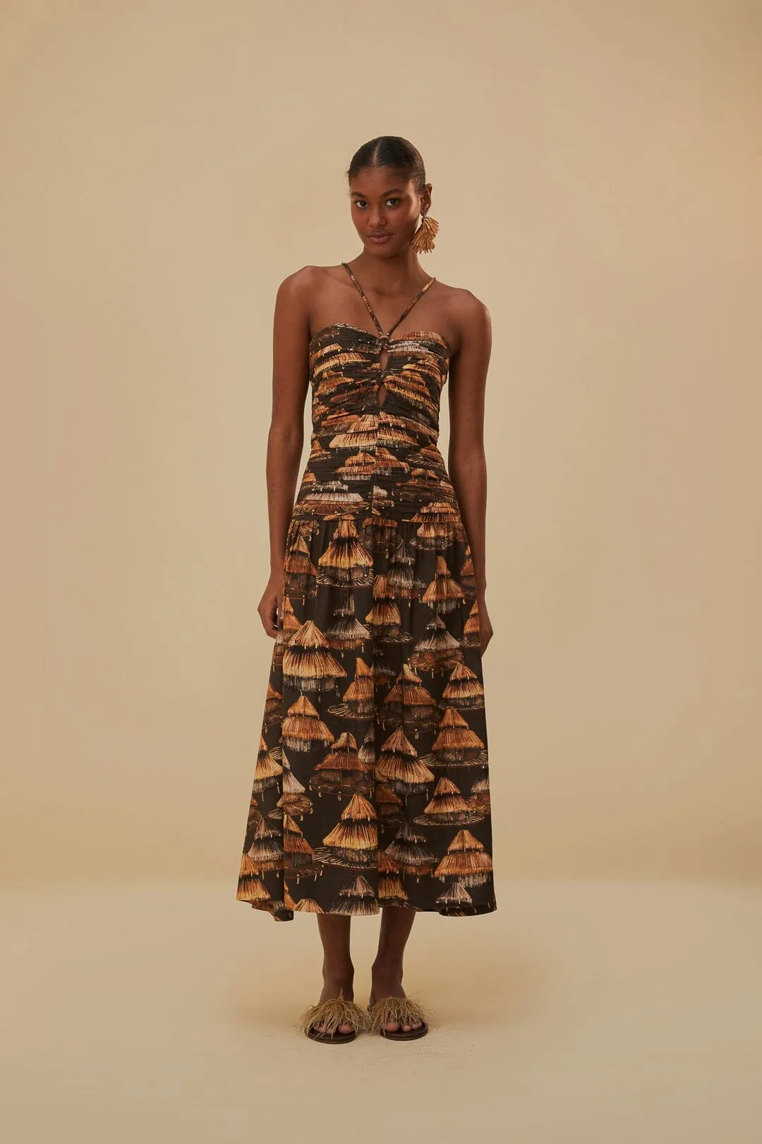 Brown Shuhu Maxi Dress Sleeveless This dress works effortlessly for a variety of events providing both comfort and style Blue Sky